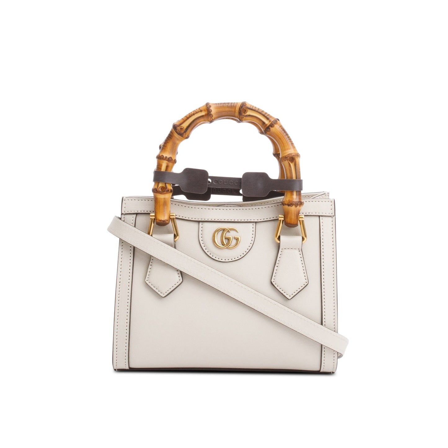 Gucci White Calfskin Leather Diana Small Tote Bag
