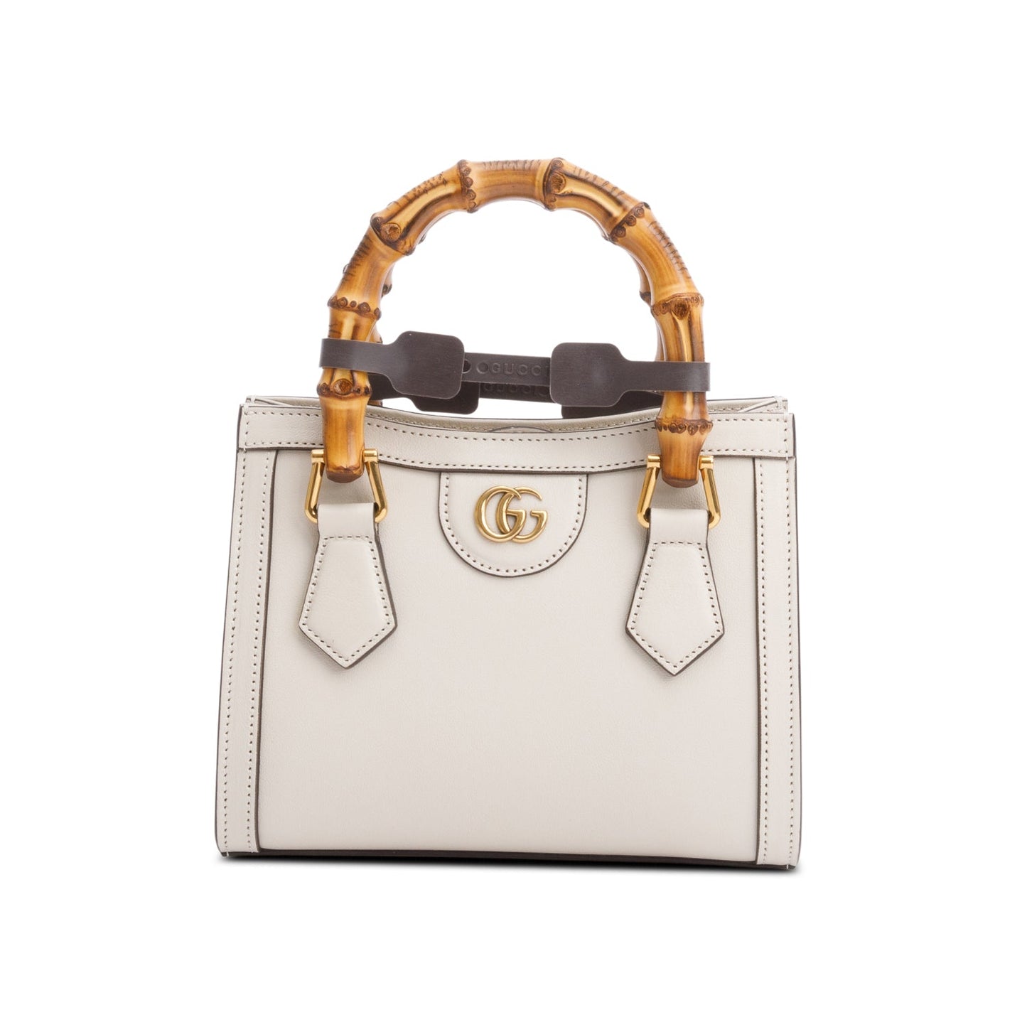 Gucci White Calfskin Leather Diana Small Tote Bag