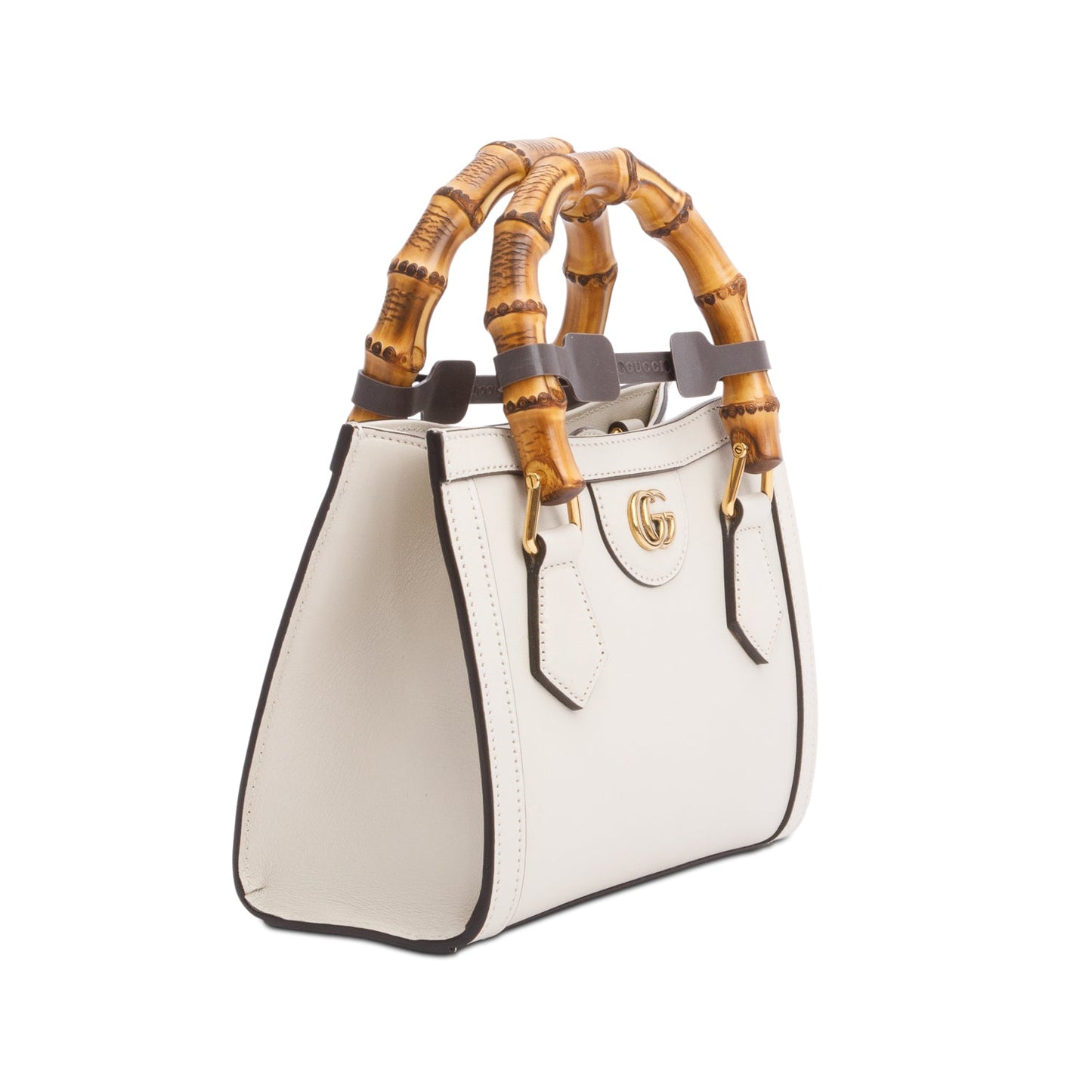 Gucci White Calfskin Leather Diana Small Tote Bag