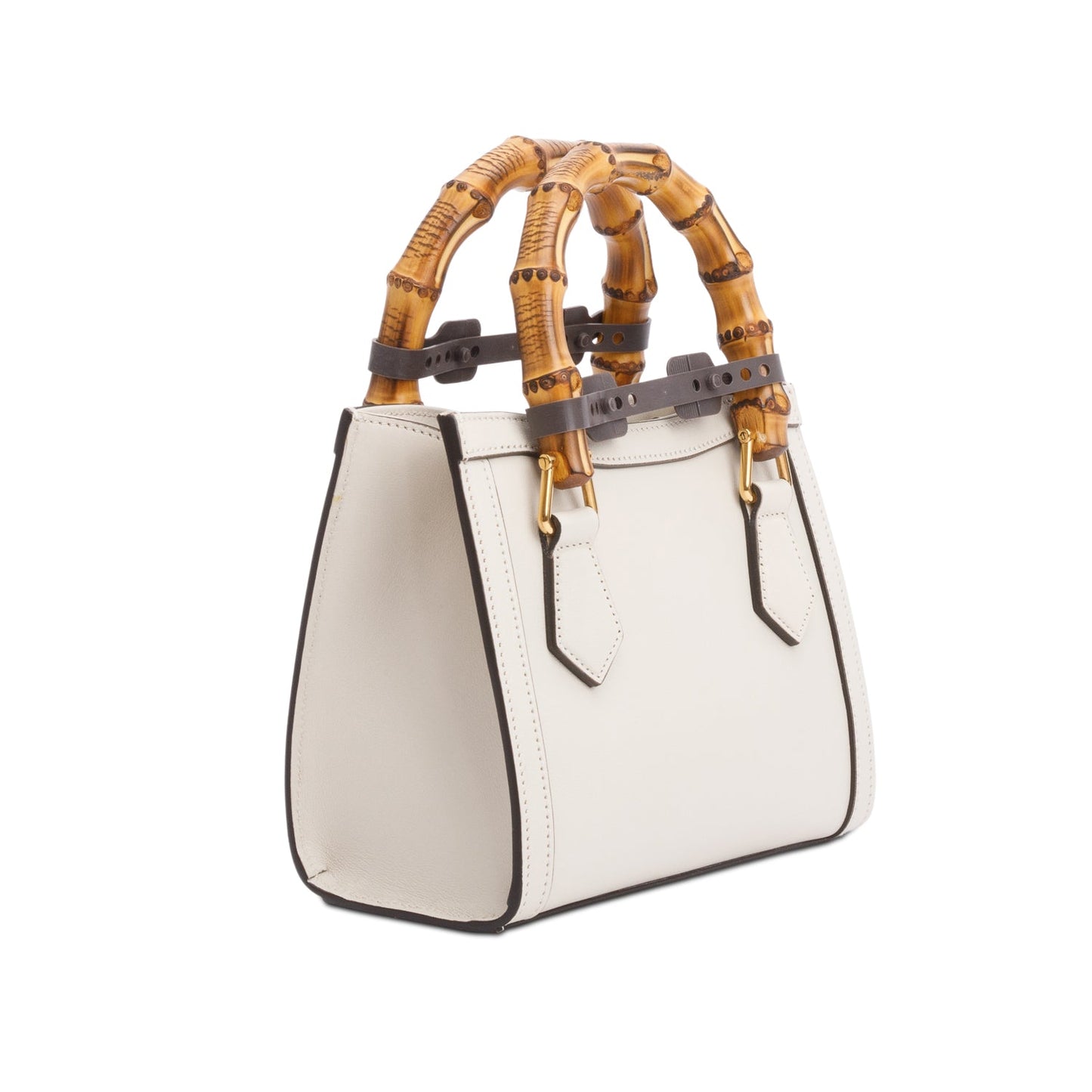 Gucci White Calfskin Leather Diana Small Tote Bag