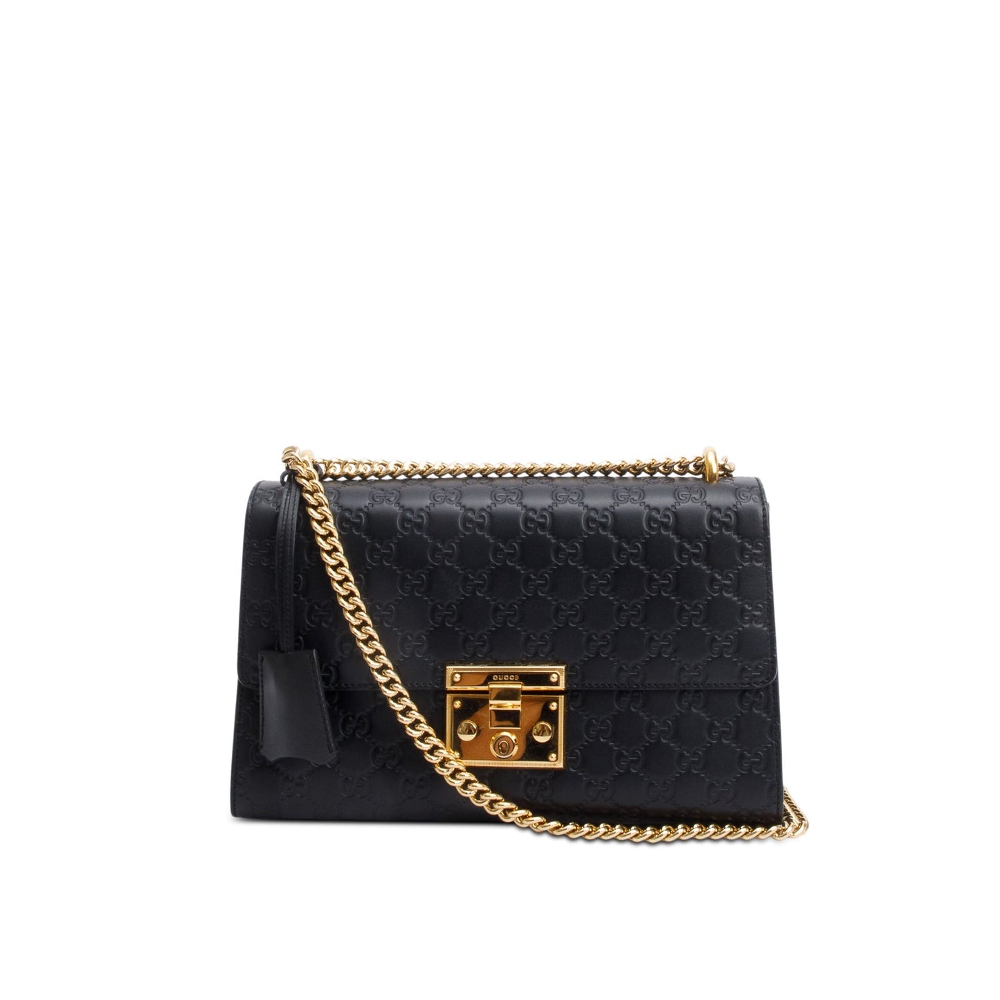 Gucci Black GG Signature Leather Medium Padlock Shoulder Bag