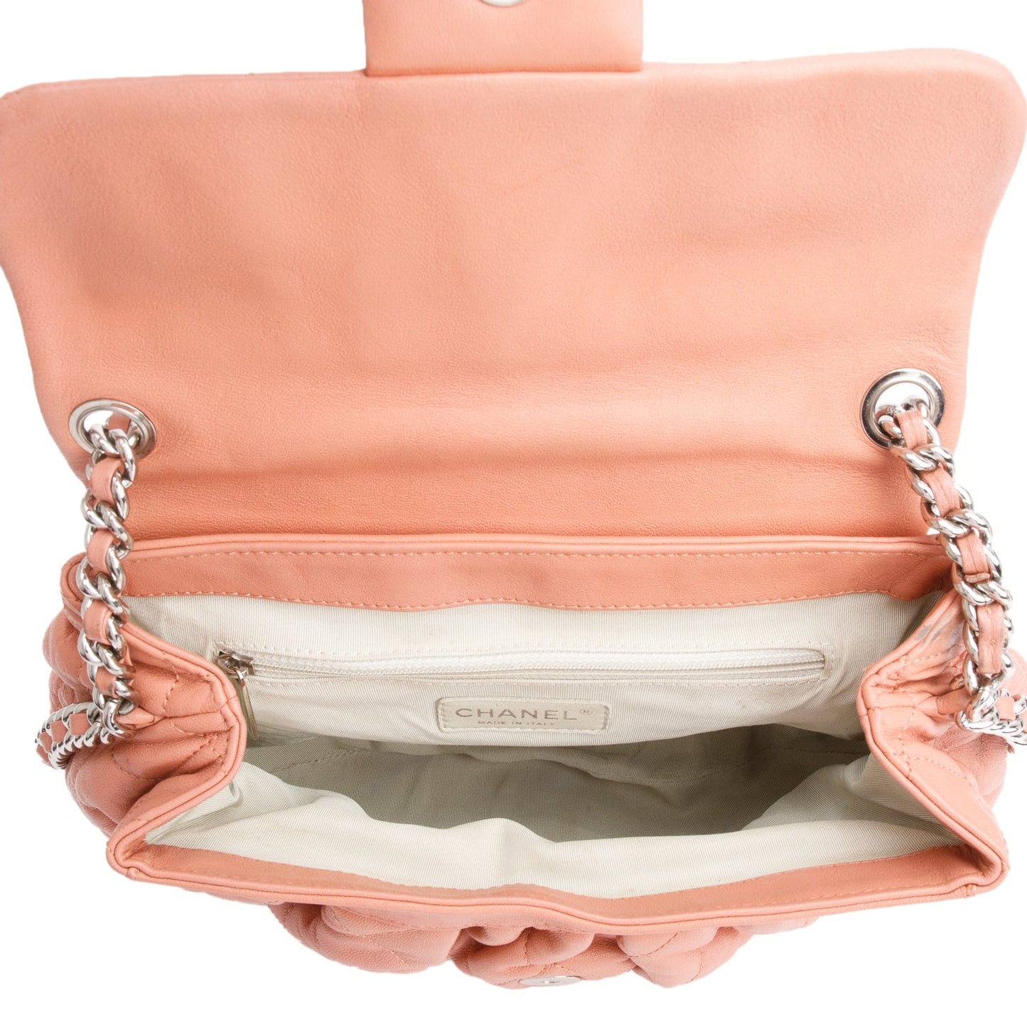 Chanel Pink Quilted Calfskin Leather Medium Chain Around Flap Bag