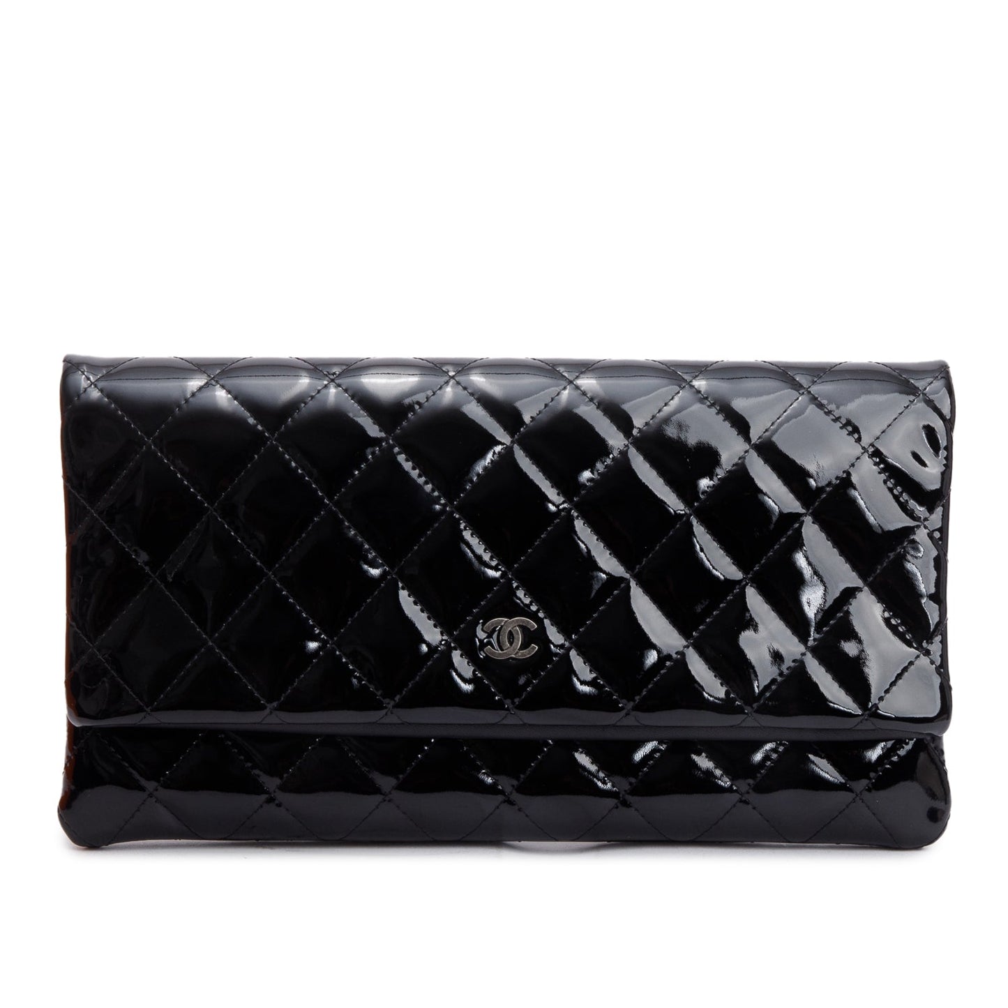 Chanel Black Quilted Patent Leather Beauty CC Clutch