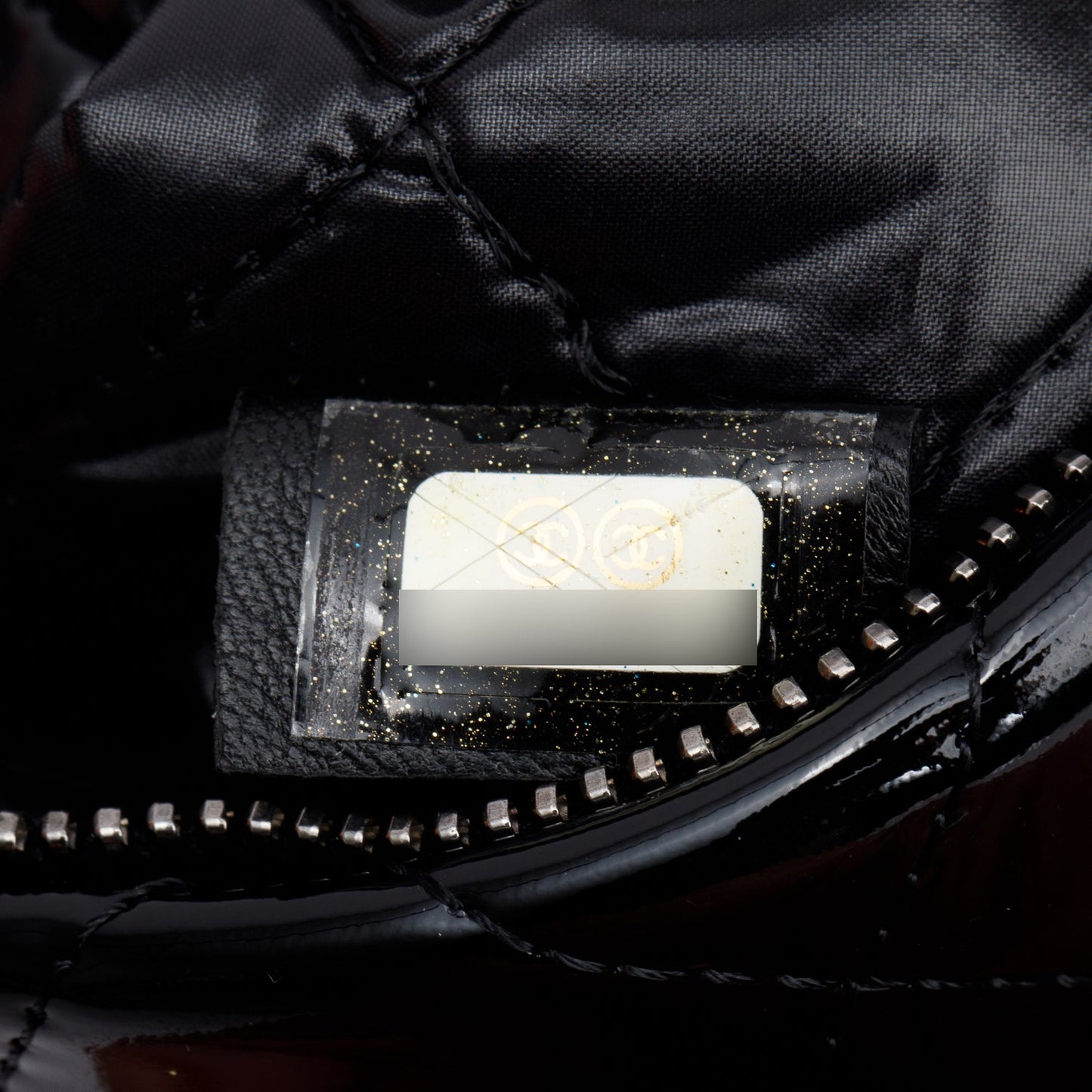 Chanel Black Quilted Patent Leather Beauty CC Clutch
