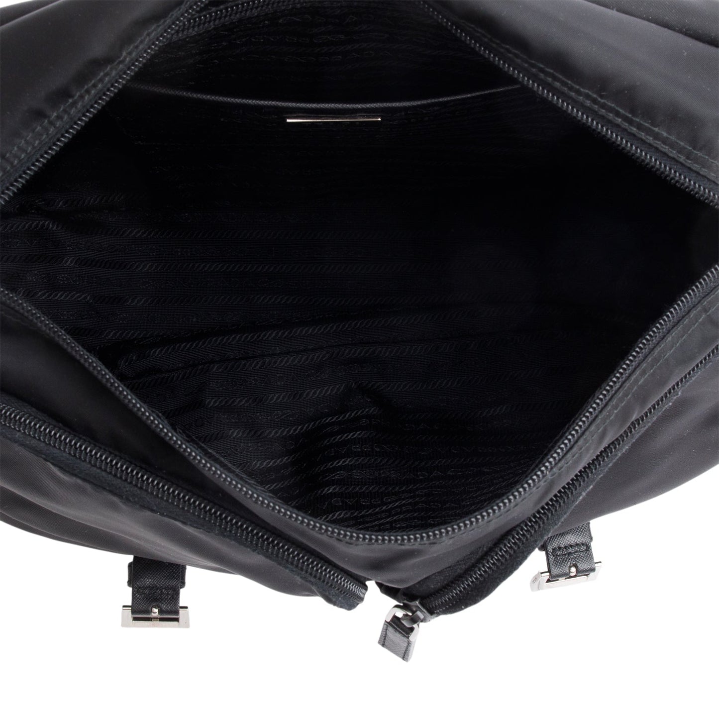 Prada Black Nylon Vela Sport Buckle Messenger Bag