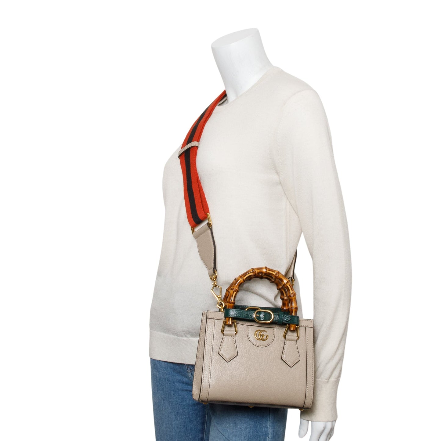 Gucci Taupe Calfskin Leather Diana Small Tote Bag