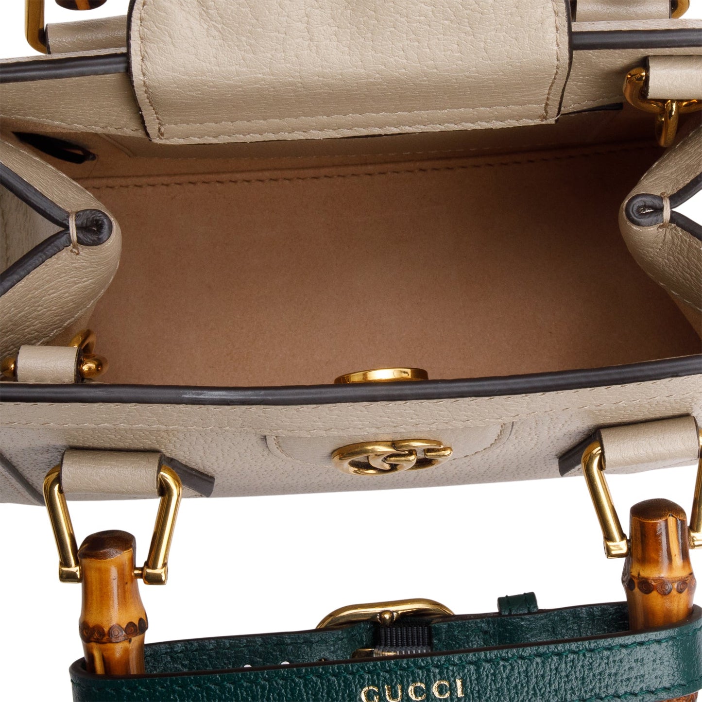 Gucci Taupe Calfskin Leather Diana Small Tote Bag