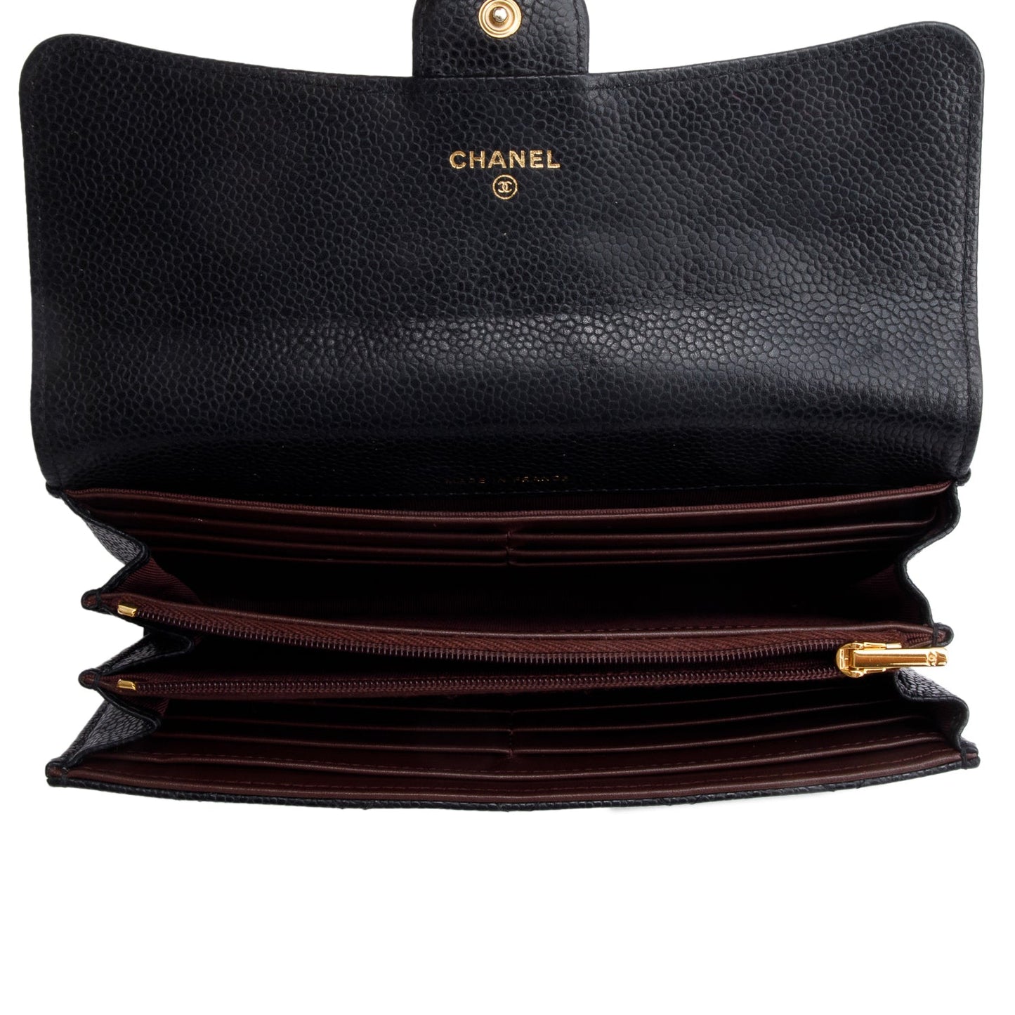Chanel Black Caviar Leather Classic Long Flap Wallet