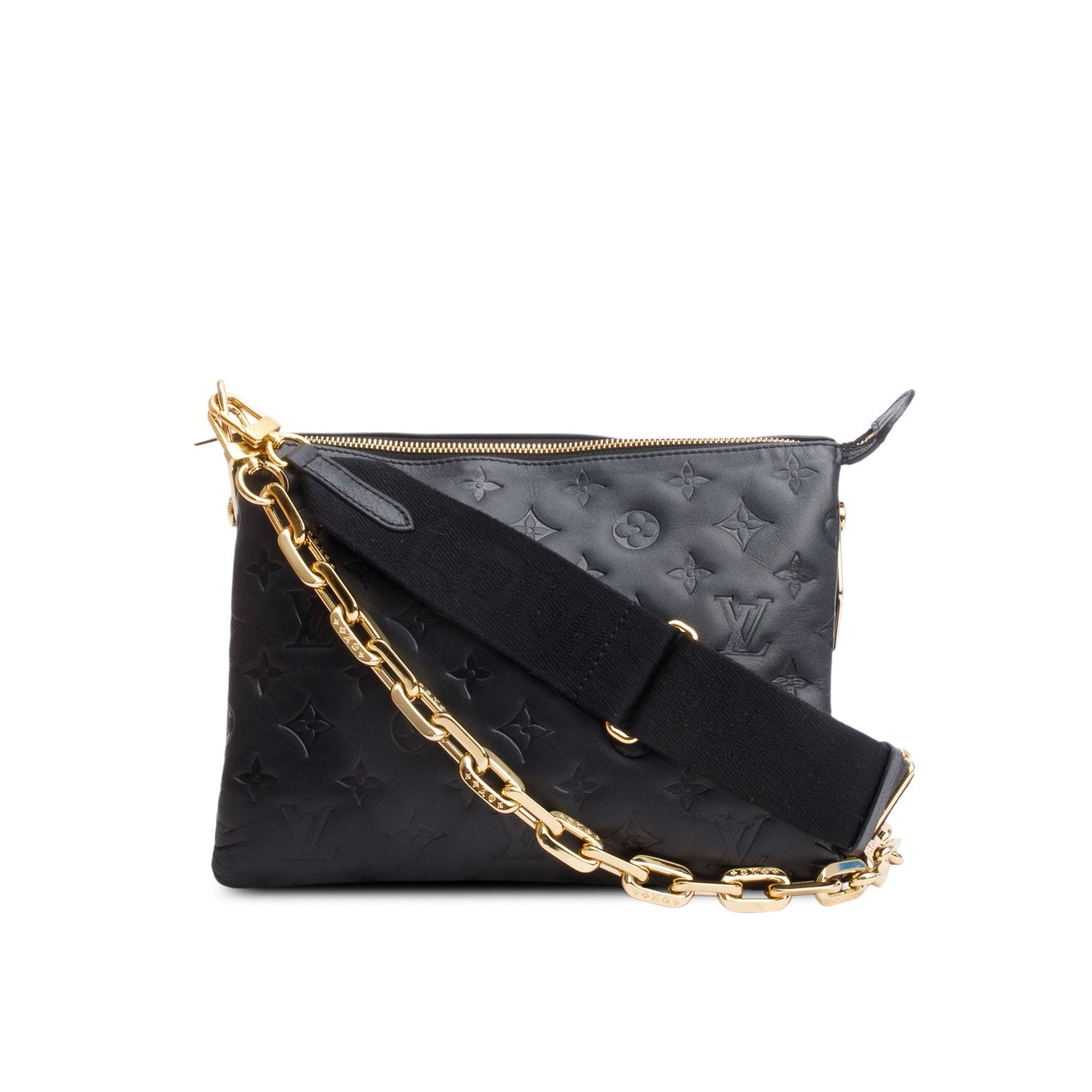 Louis Vuitton 2021 Black Monogram Embossed Lambskin Leather Coussin PM