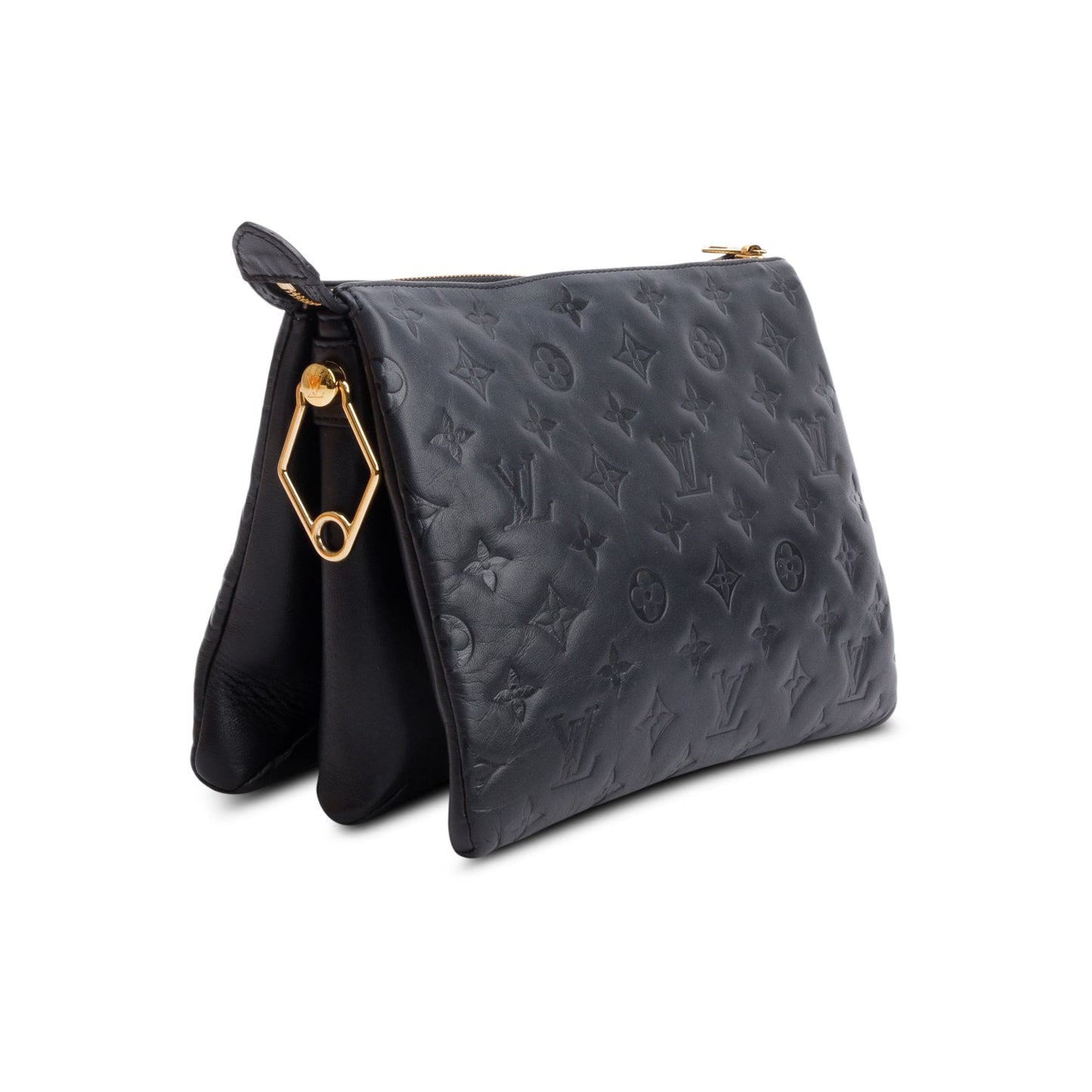 Louis Vuitton 2021 Black Monogram Embossed Lambskin Leather Coussin PM