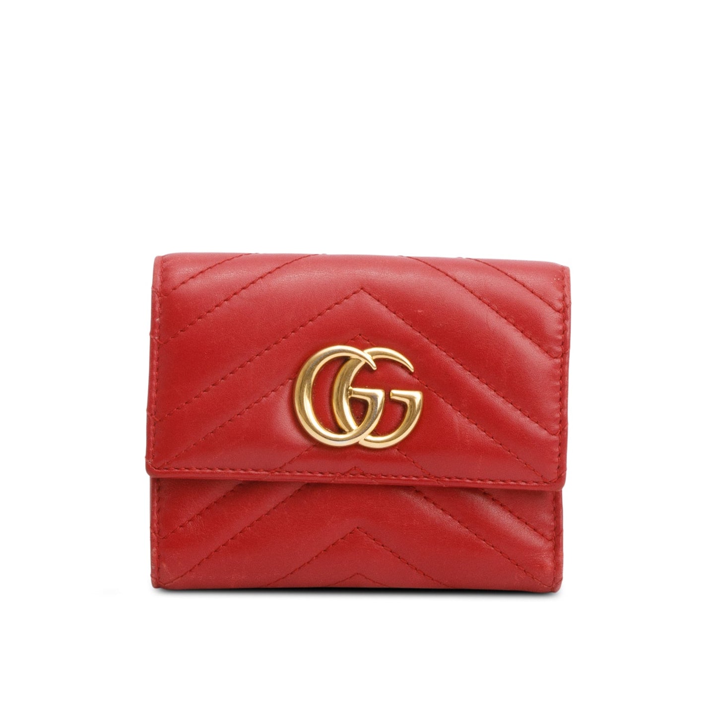 Gucci Red GG Marmont Matelasse Wallet