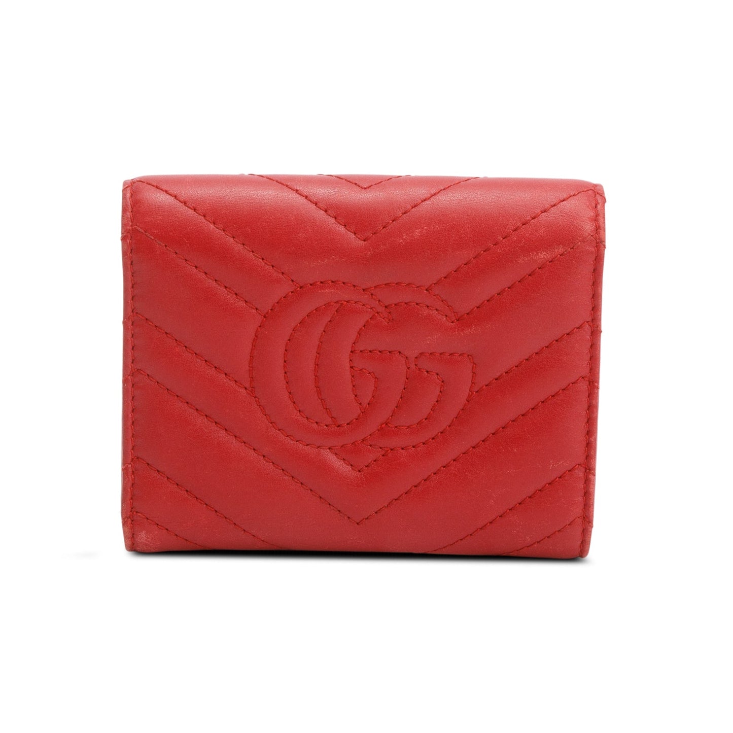 Gucci Red GG Marmont Matelasse Wallet