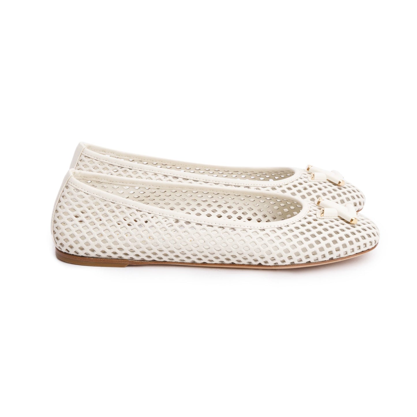 Louis Vuitton White Perforated Calf Leather Shake Flat Ballerina Shoes, Size 37