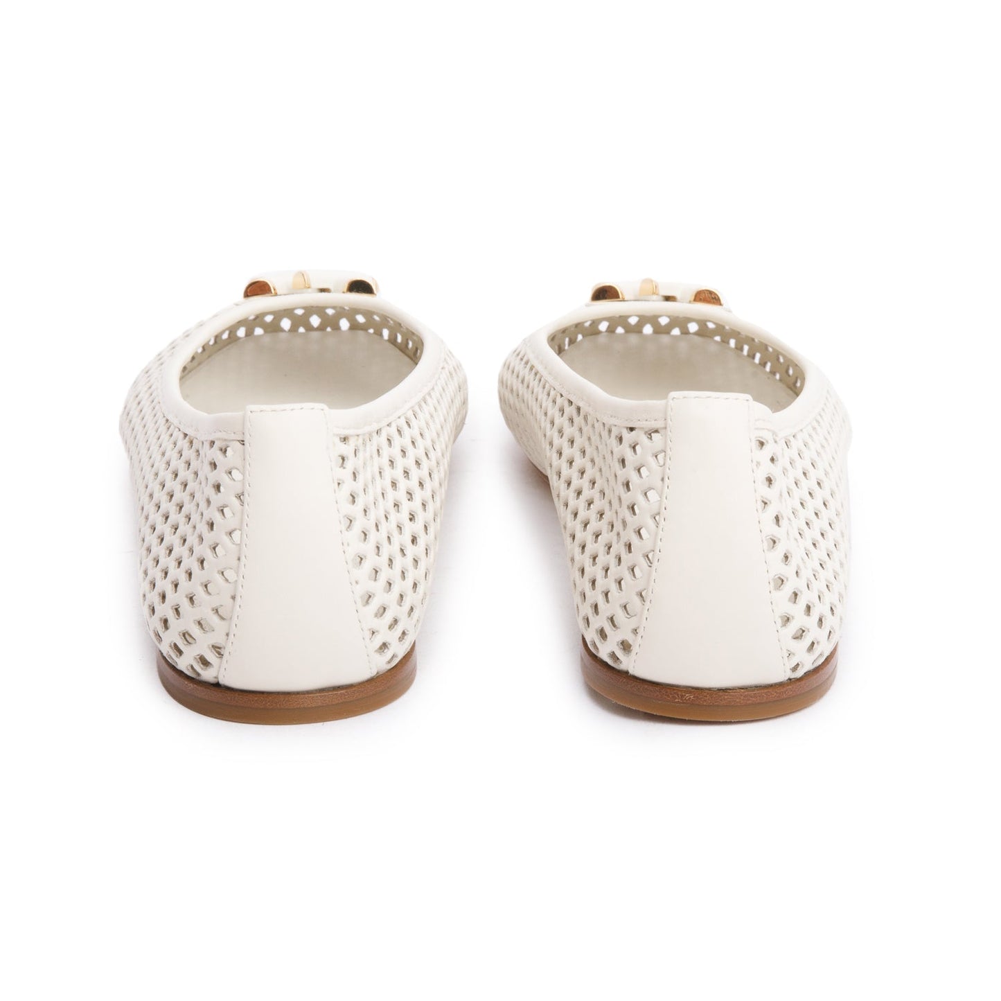 Louis Vuitton White Perforated Calf Leather Shake Flat Ballerina Shoes, Size 37