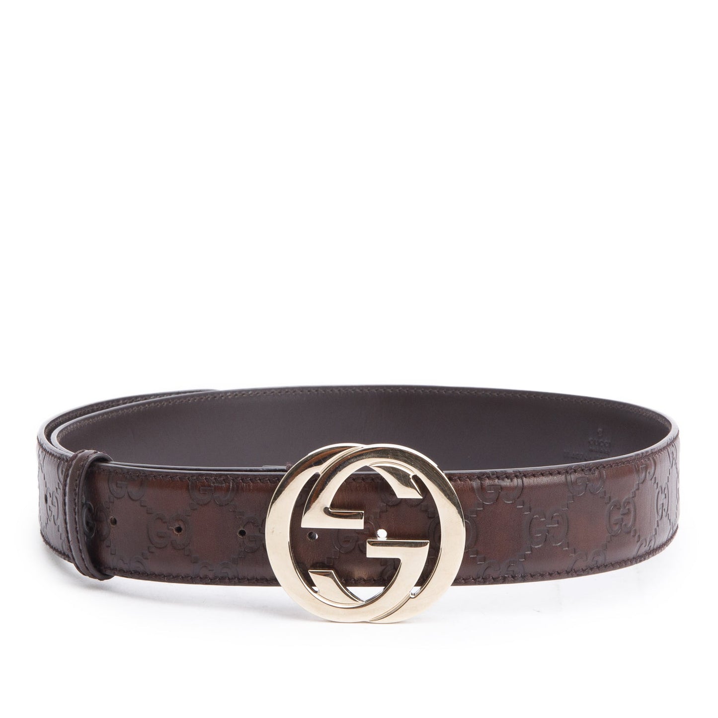 Gucci Brown Singature Leather Interlocking G Belt, 90 36