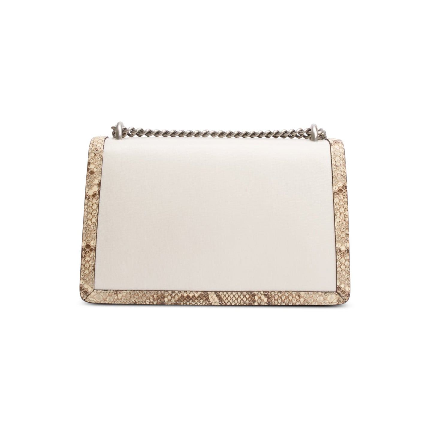 Gucci White Calfskin Leather Python Trim Small Dionysus Shoulder Bag