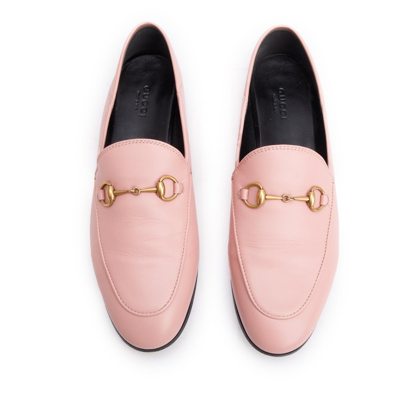 Gucci Pink Calfskin Leather Horsebit Accent Loafers, Size 39