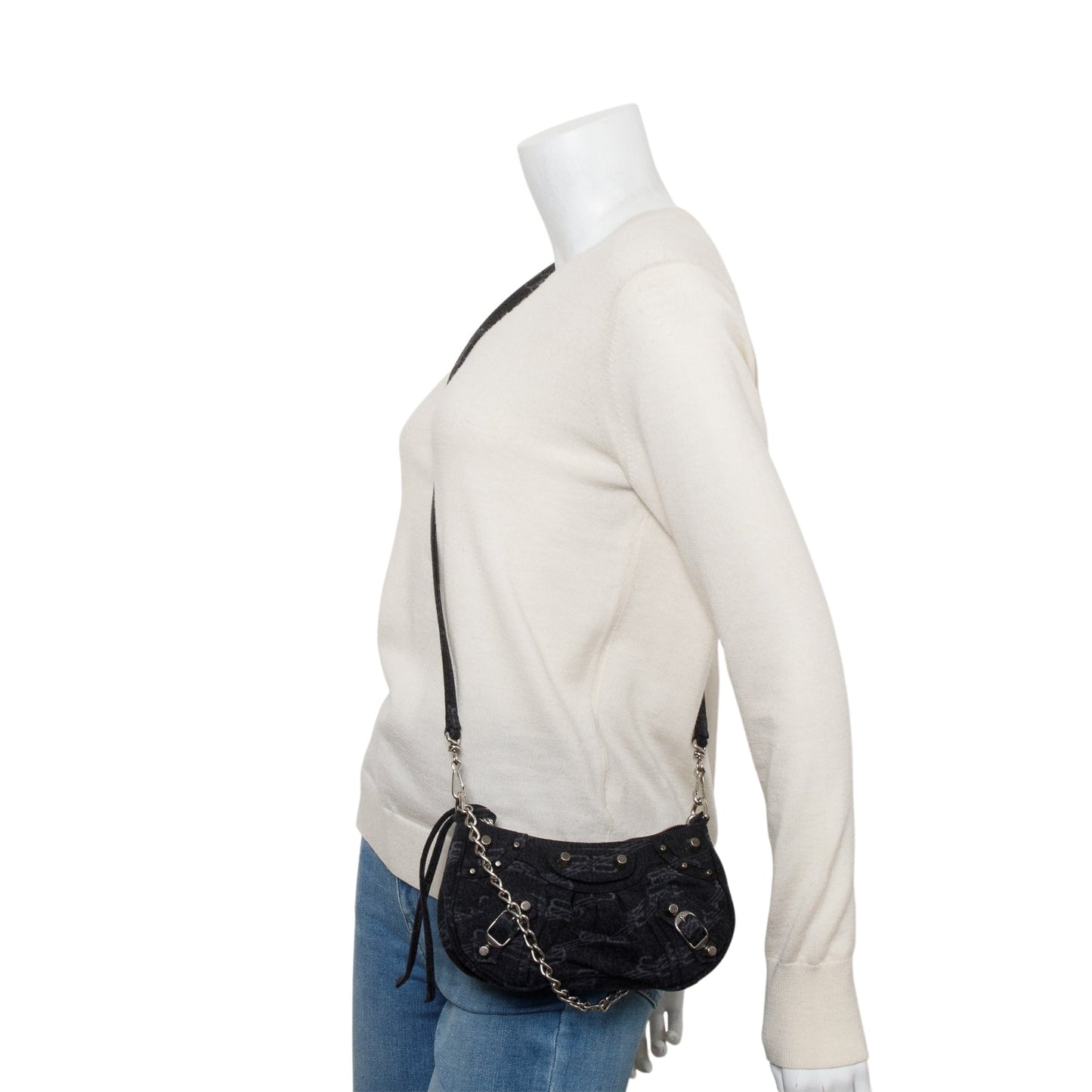 Balenciaga Black BB Denim Mini Le Cagole Crossbody