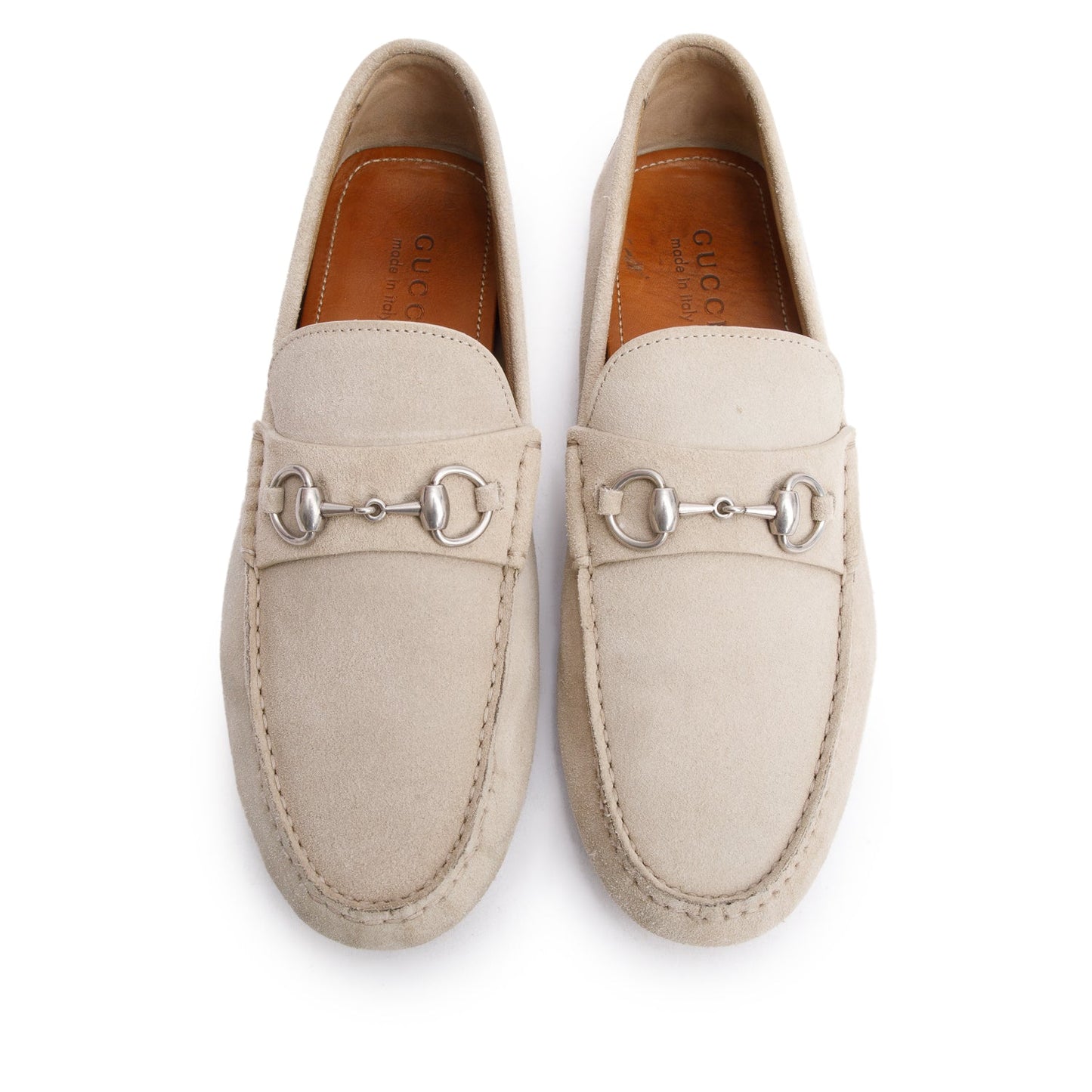Gucci Grey Suede Horsebit Accent Driver Loafers, Men's Size 9