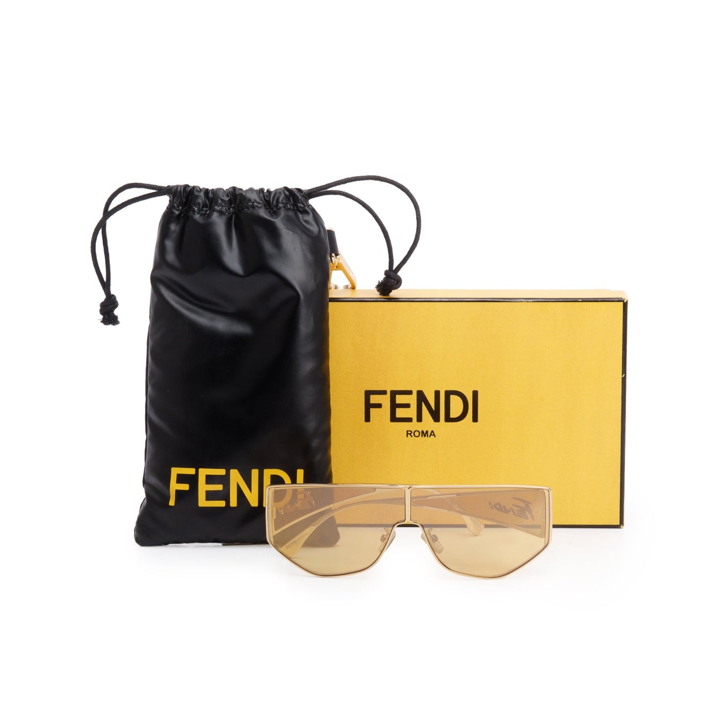 Fendi FE40051U Gold Metal Disco Geometric Shield Sunglasses