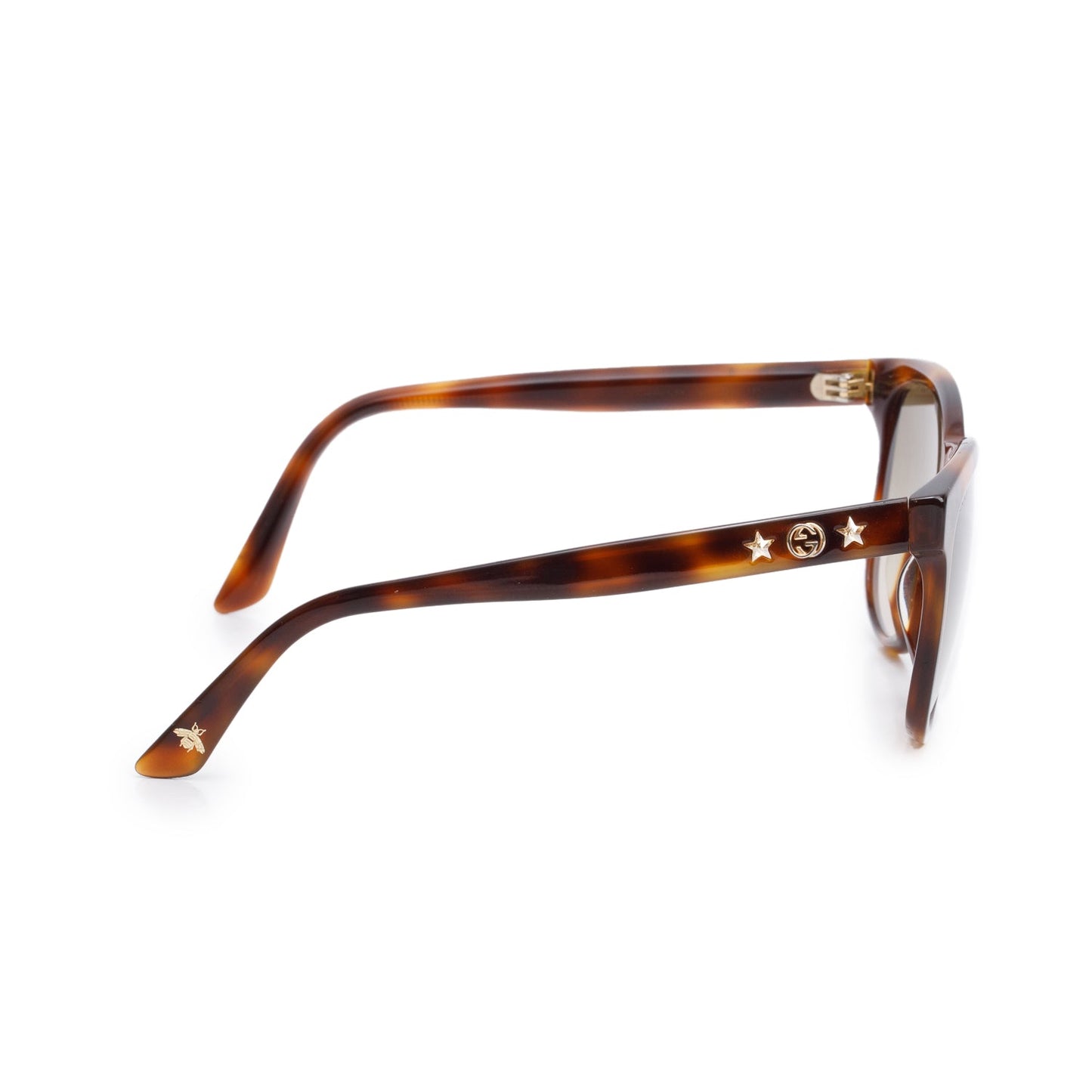 Gucci GG0232SK Havana Acetate Interlocking G Star Accent Square Sunglasses