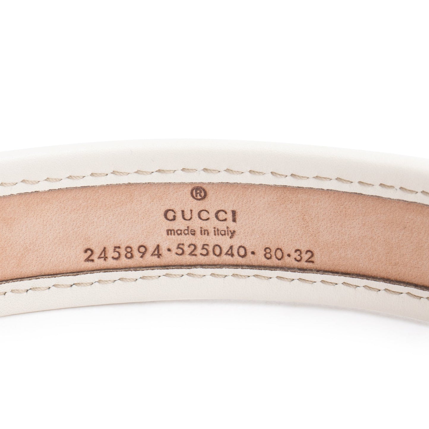 Gucci GG Canvas Calfskin Leather Sculpted GG Buckle Belt