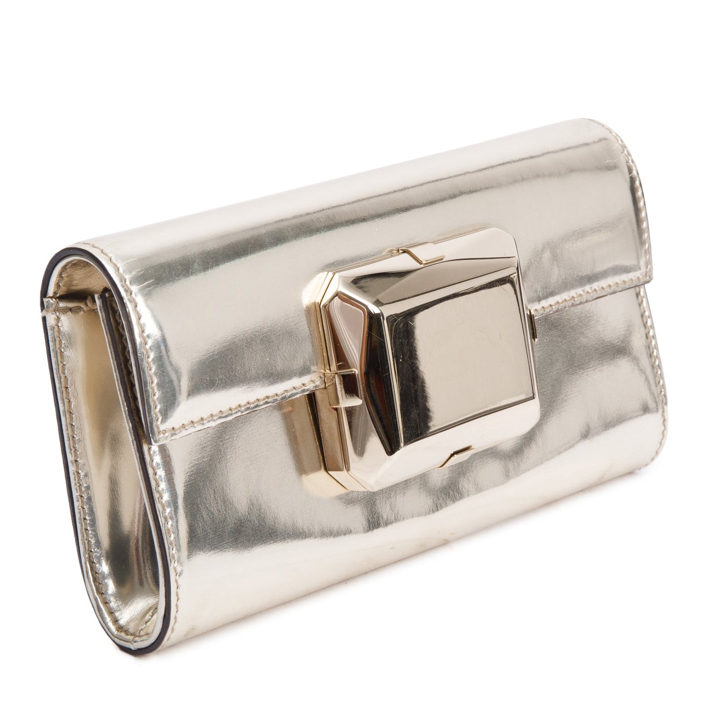 Gucci Gold Patent Leather Gem Clutch