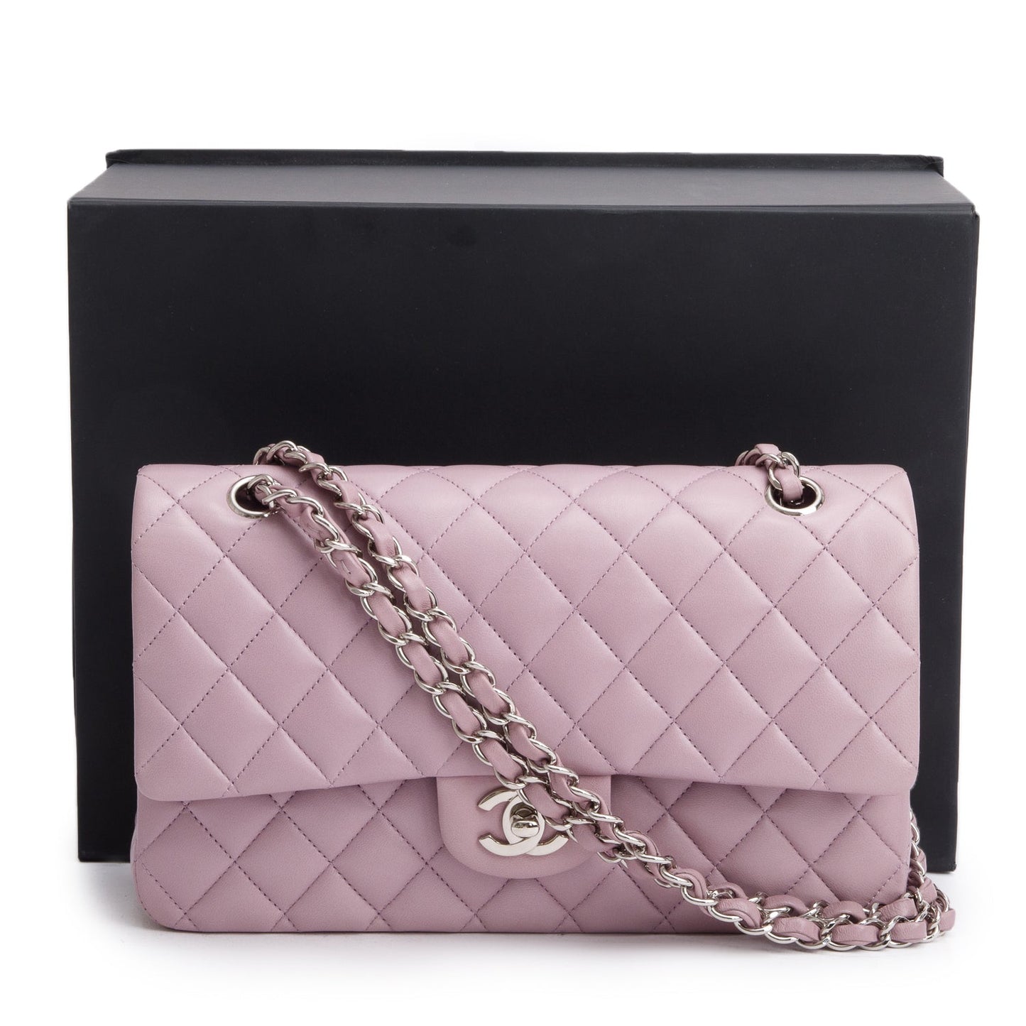 Chanel Purple Quilted Lambskin Leather Classic Medium Double Flap Bag