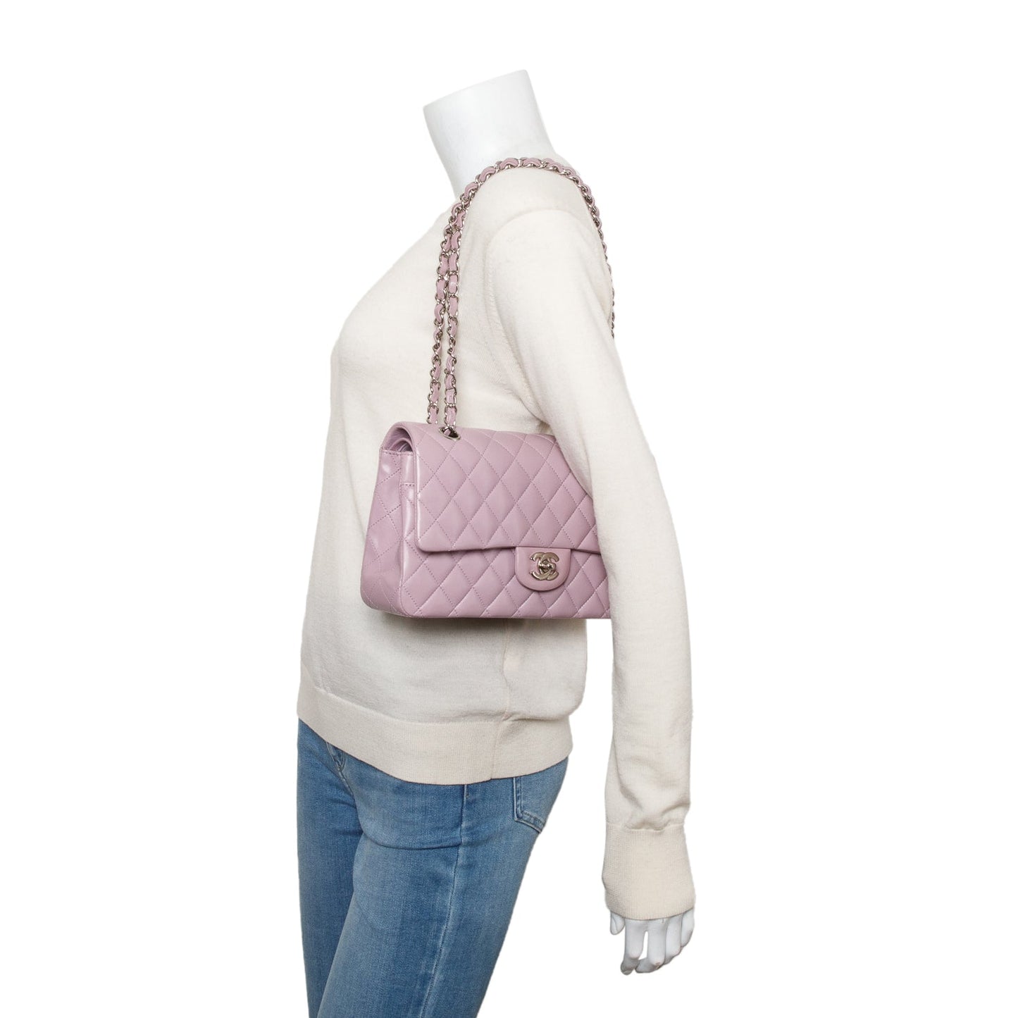 Chanel Purple Quilted Lambskin Leather Classic Medium Double Flap Bag