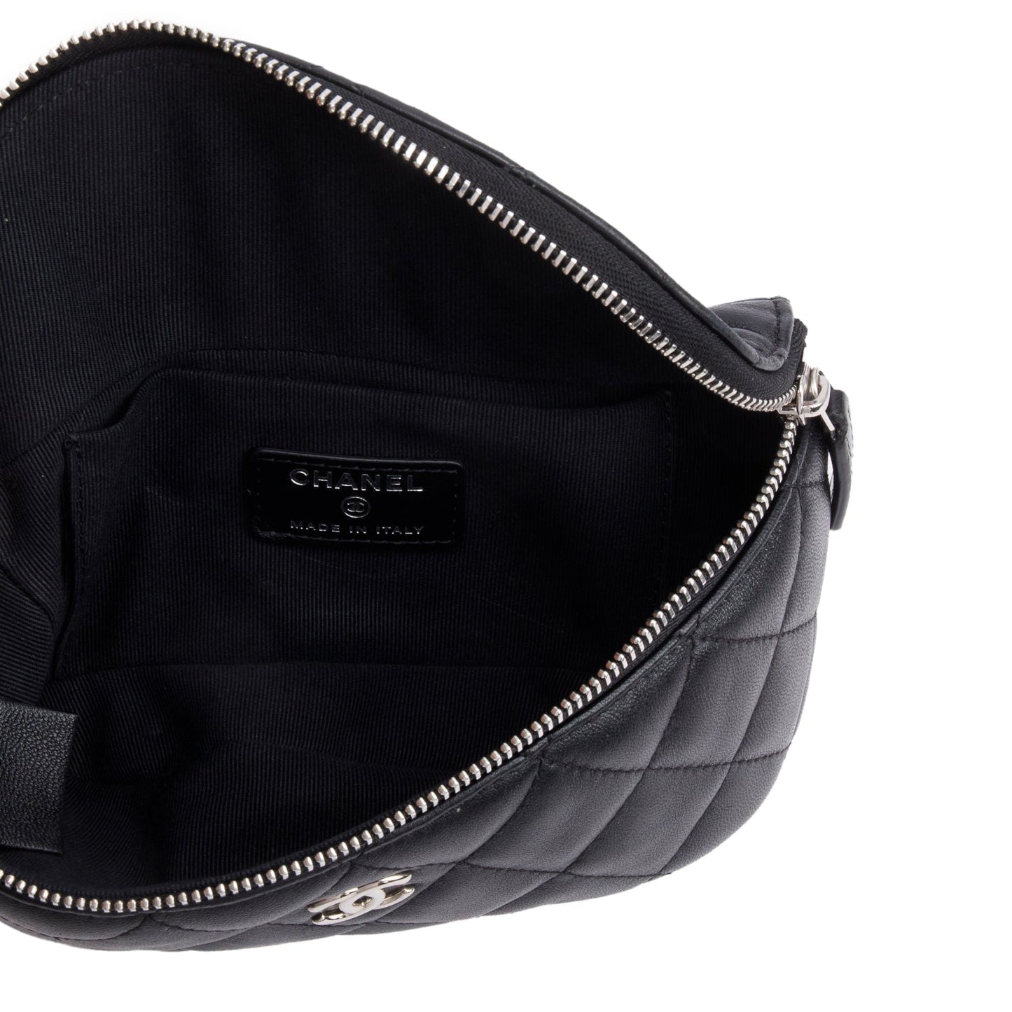 Chanel 2021 Black Quilted Lambskin Leather Classic Arm Coin Purse Pouch