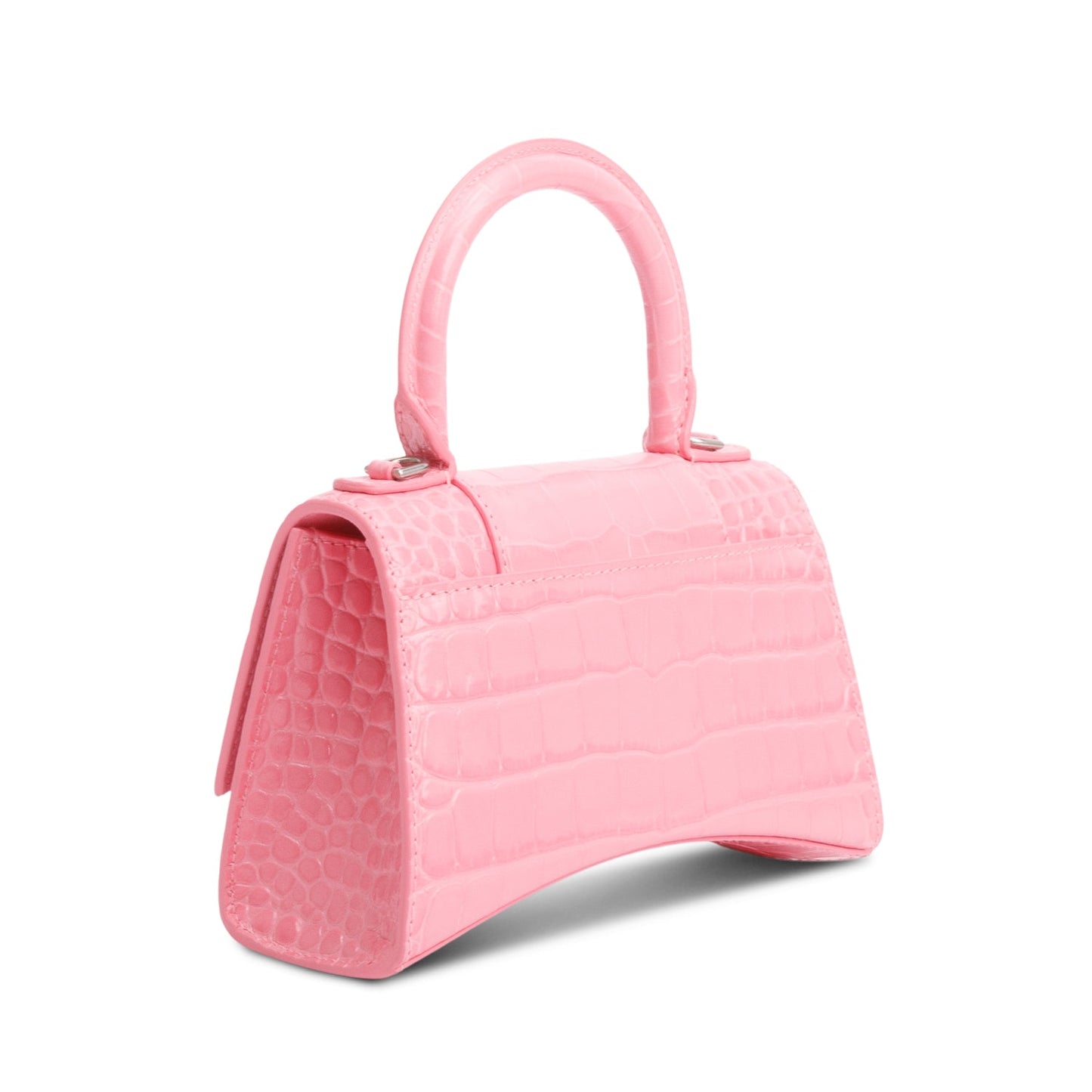 Balenciaga Pink Croc-Embossed Leather XS Hourglass Top Handle Bag