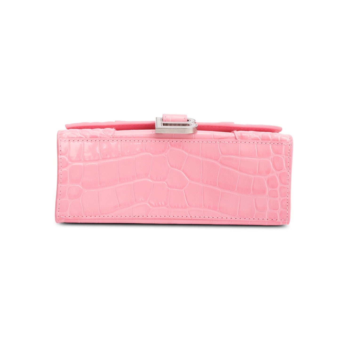 Balenciaga Pink Croc-Embossed Leather XS Hourglass Top Handle Bag