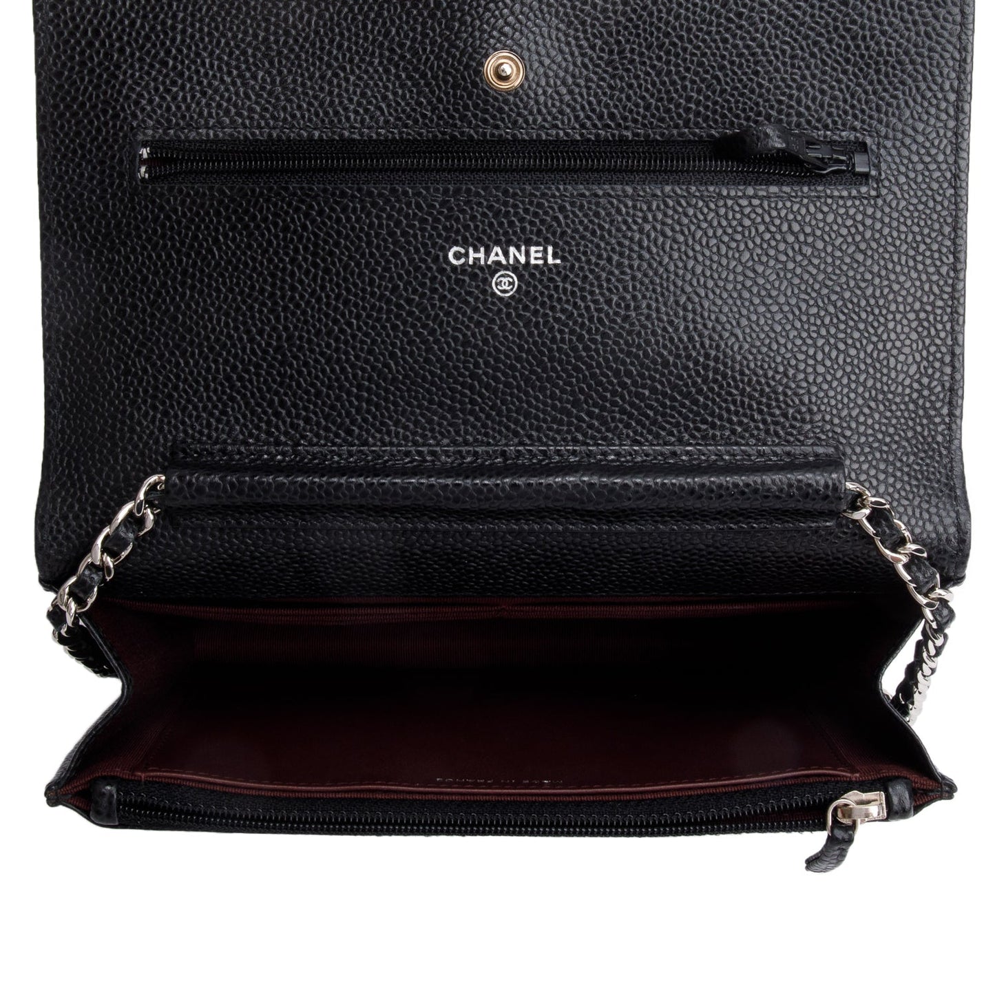 Chanel Black Quilted Caviar Leather Classic Wallet on Chain