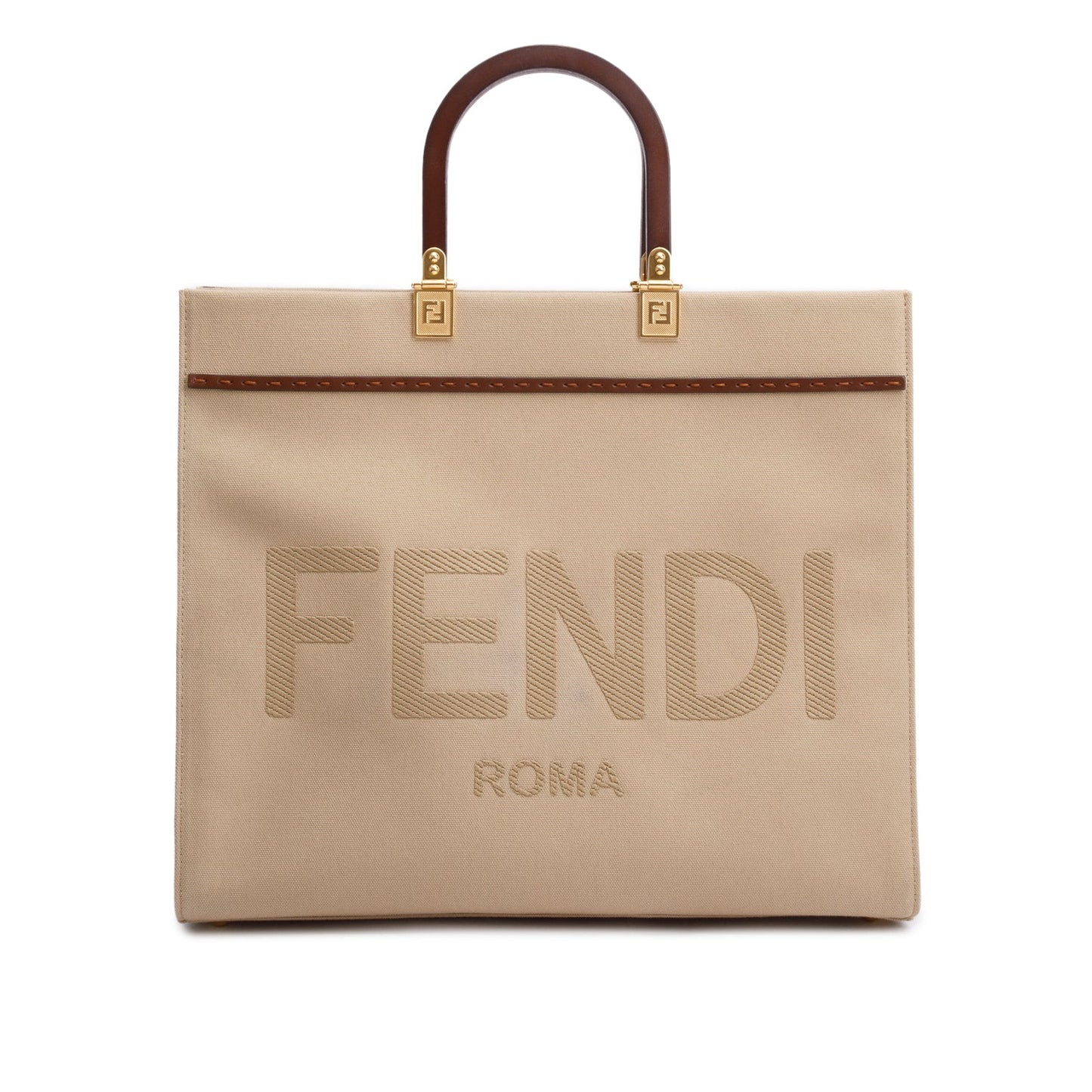 Fendi Neutral Canvas Medium Sunshine Tote Bag