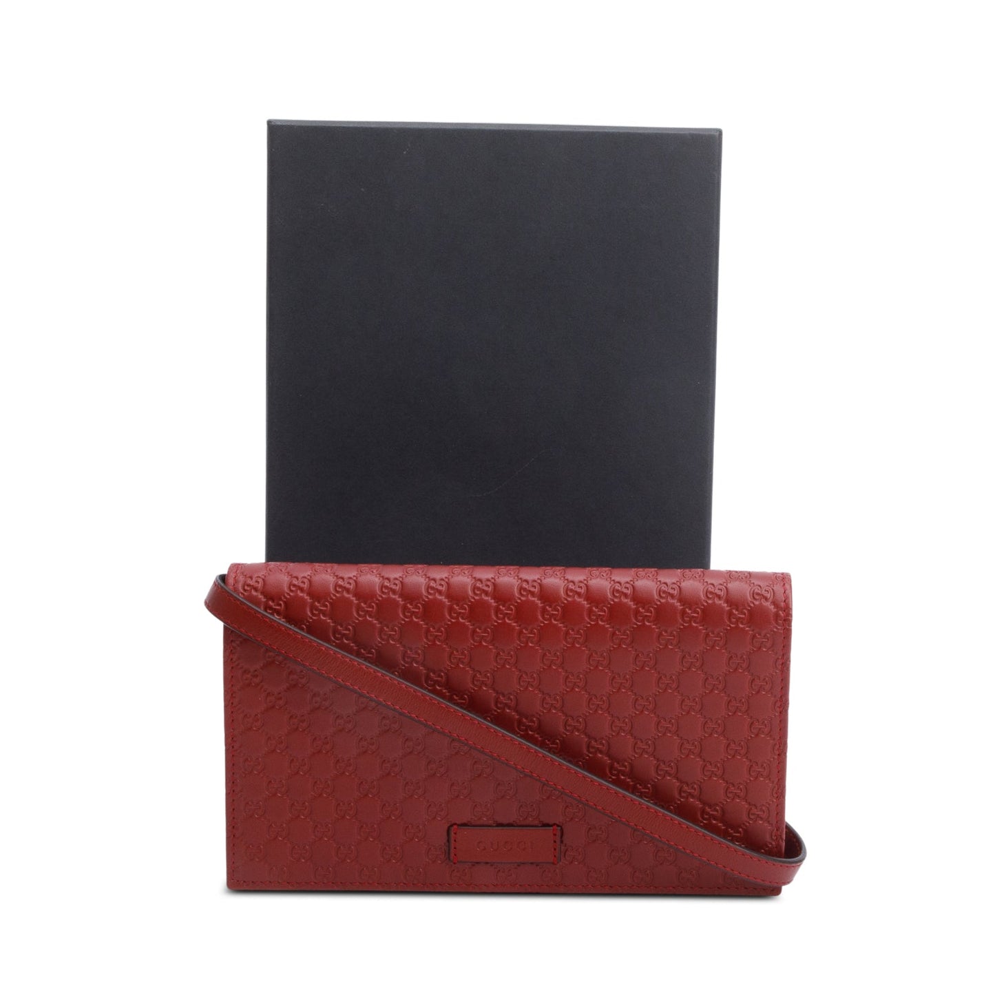 Gucci Red Microguccissima Leather Wallet on Strap