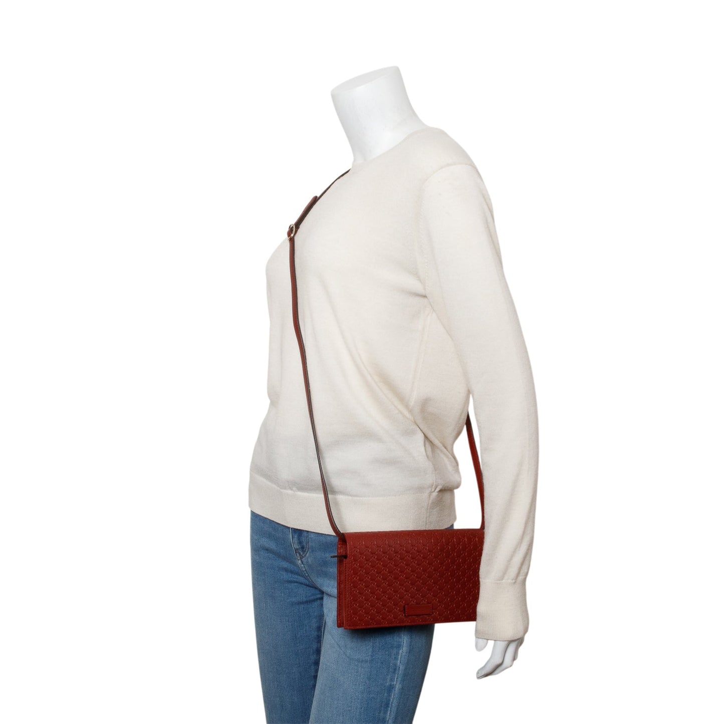 Gucci Red Microguccissima Leather Wallet on Strap