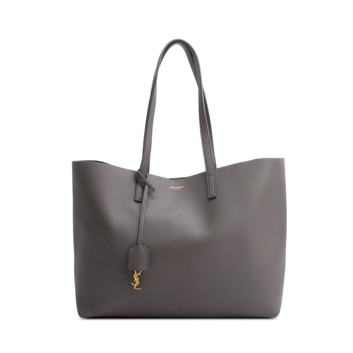 Saint Laurent Grey Leather Large E/W Shopping Tote