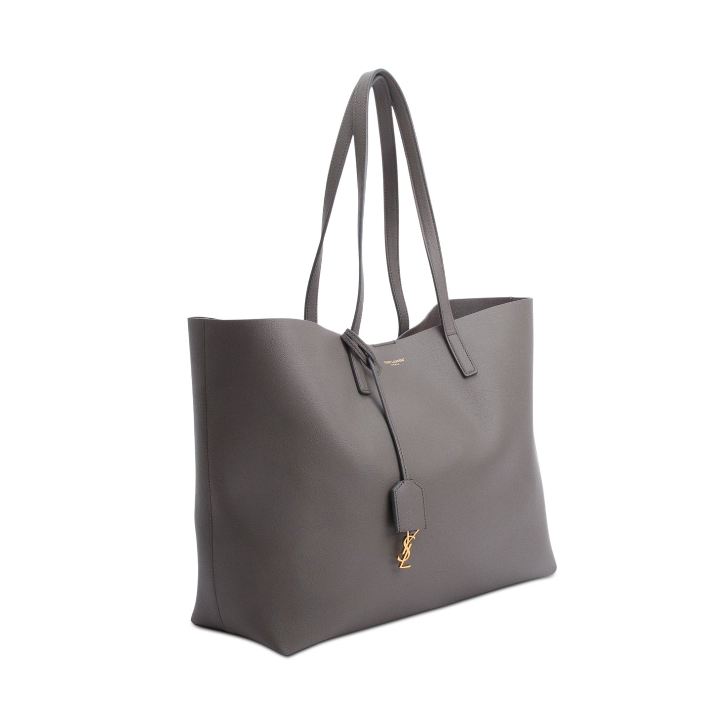 Saint Laurent Grey Leather Large E/W Shopping Tote