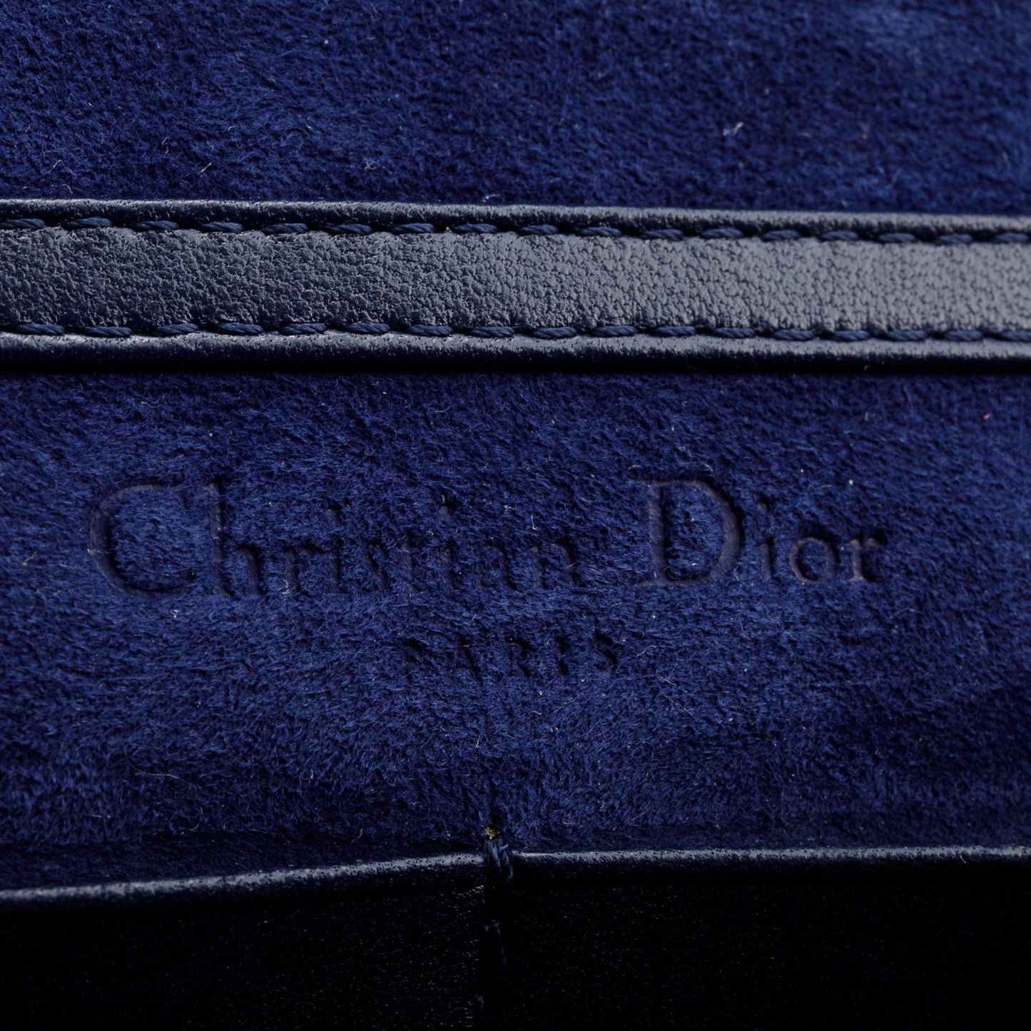 Christian Dior Blue Grained Calfskin Diorama Wallet on Chain