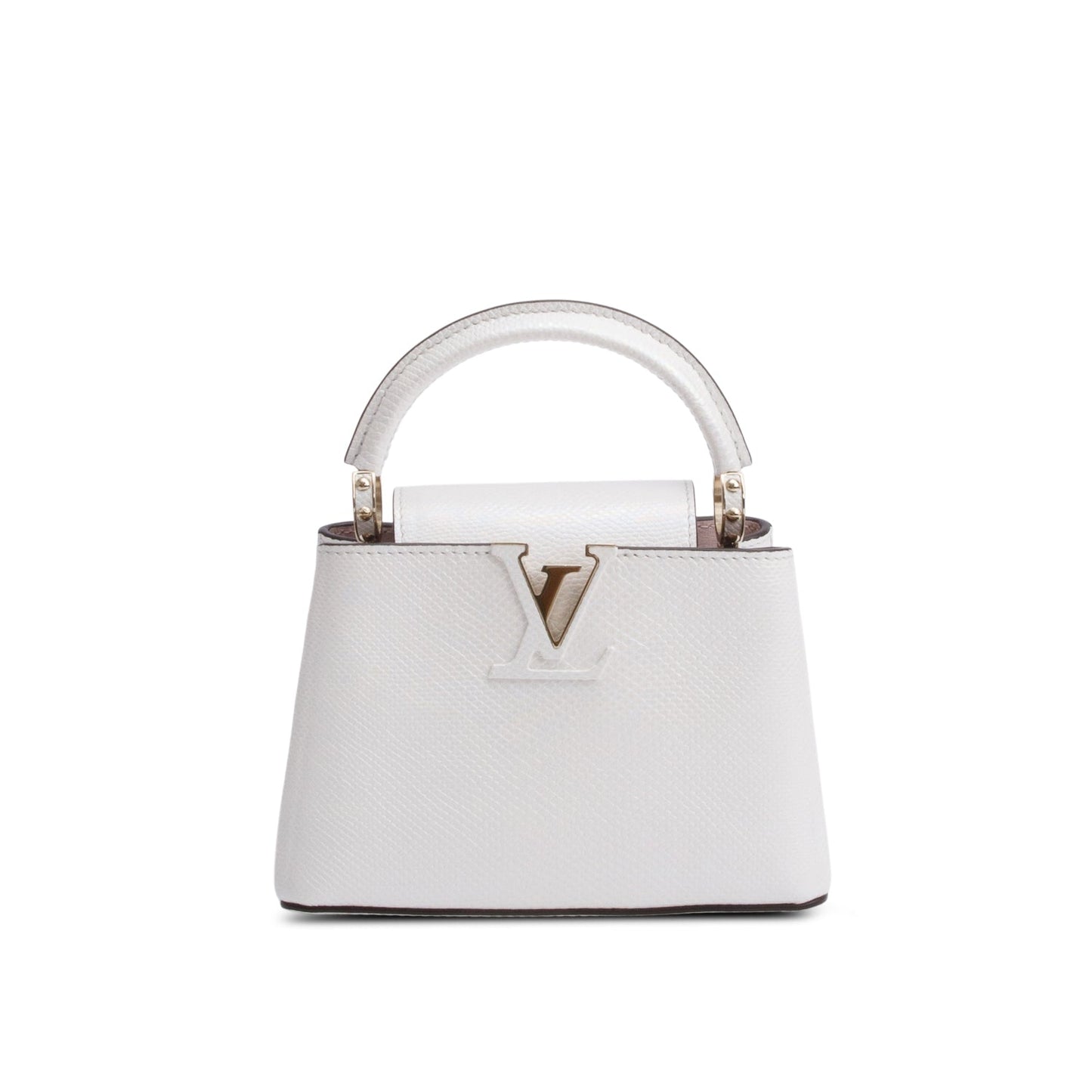 Louis Vuitton White Iridescent Python Capucines Mini