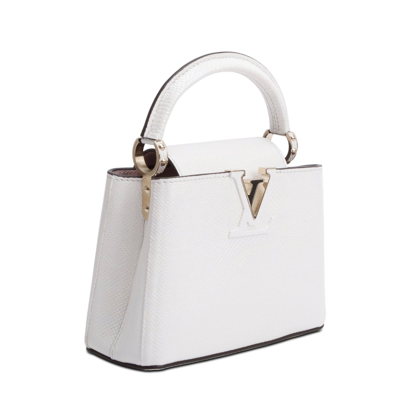 Louis Vuitton White Iridescent Python Capucines Mini
