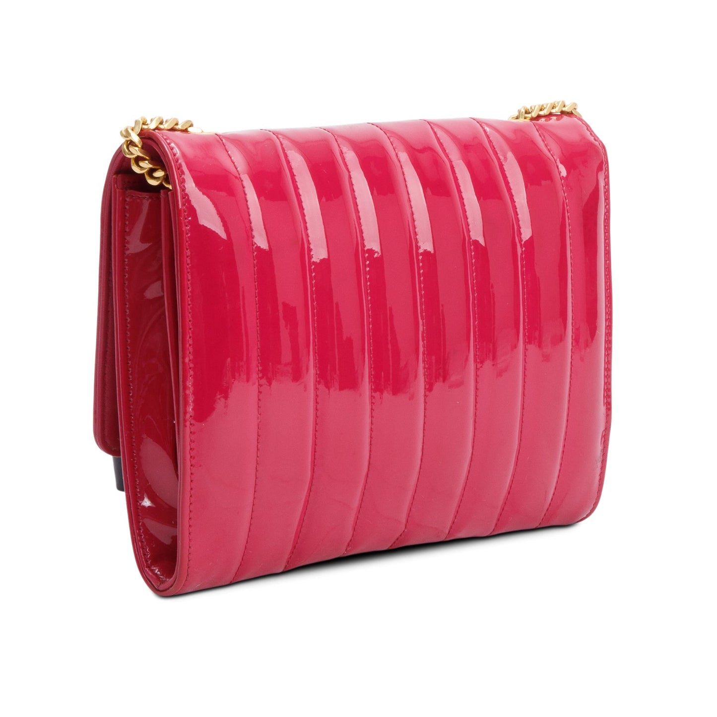 Saint Laurent Pink Patent Leather Vicky Wallet On chain