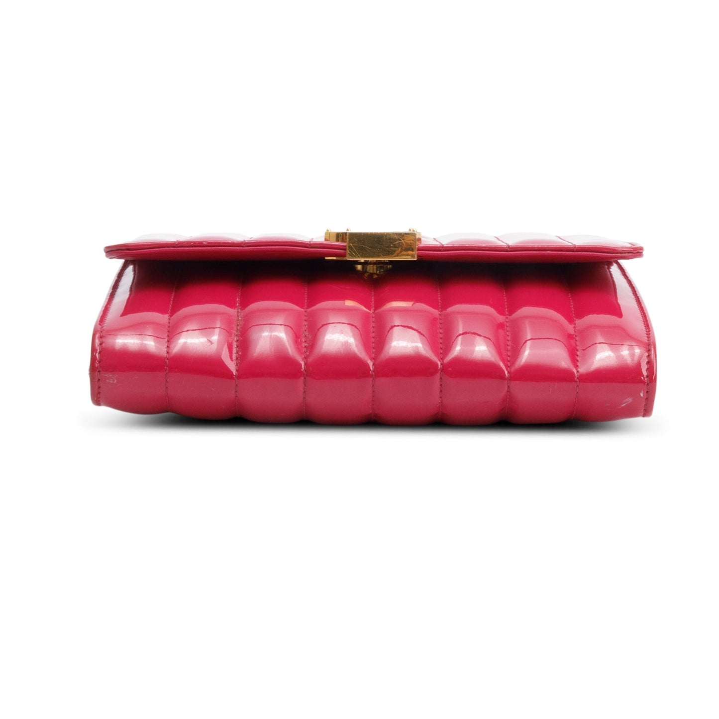 Saint Laurent Pink Patent Leather Vicky Wallet On chain