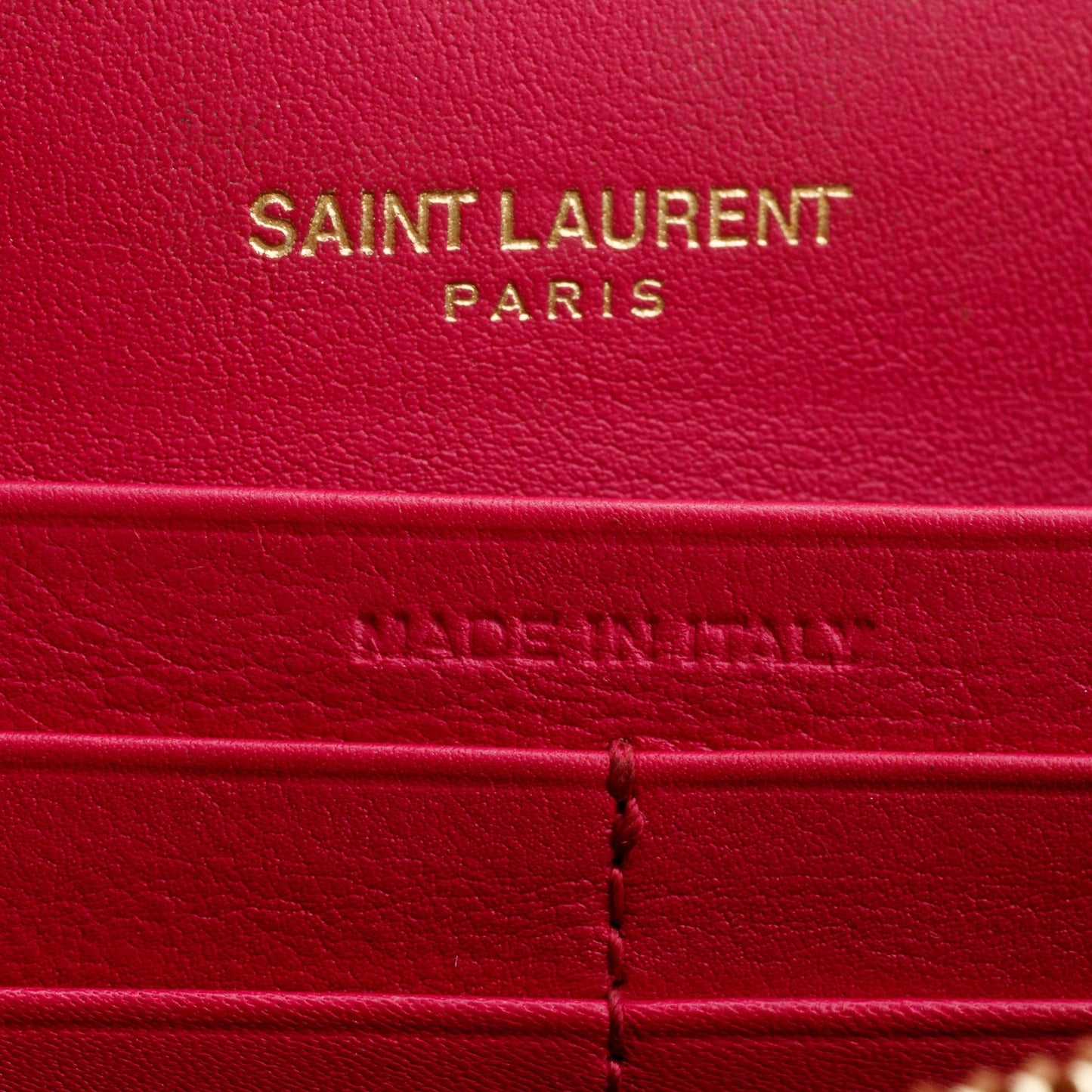 Saint Laurent Pink Patent Leather Vicky Wallet On chain