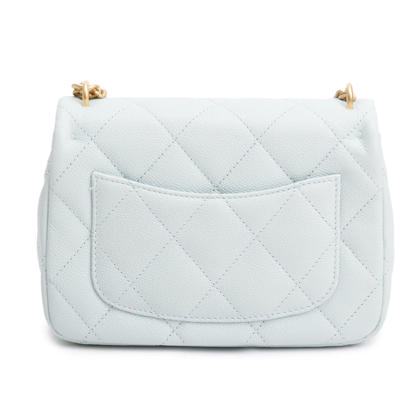 Chanel Light Blue Quilted Caviar Leather Sweetheart Square Mini Flap Bag