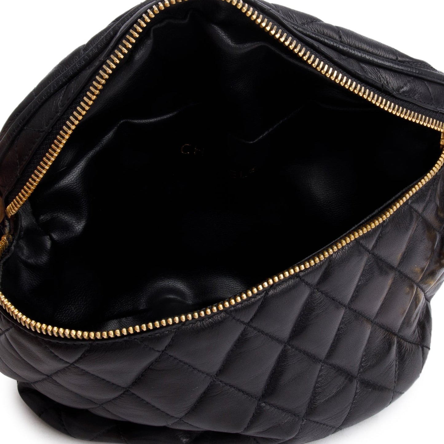 Chanel Vintage Black Quilted Lambskin Leather CC Waist Bag