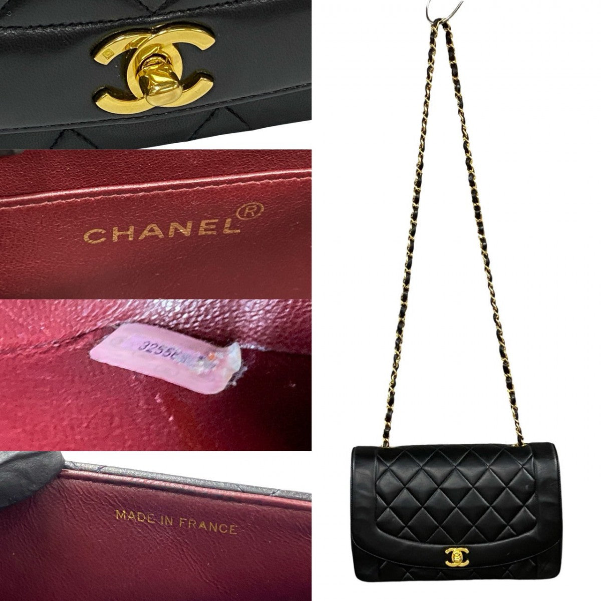 CHANEL Shoulder Bag lambskin black COCO Mark Matrasse Diana flap Women