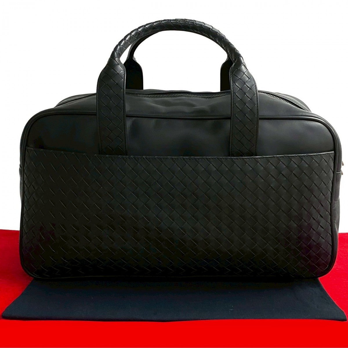 BOTTEGAVENETA Handbag leather black INTRECCIATO mens