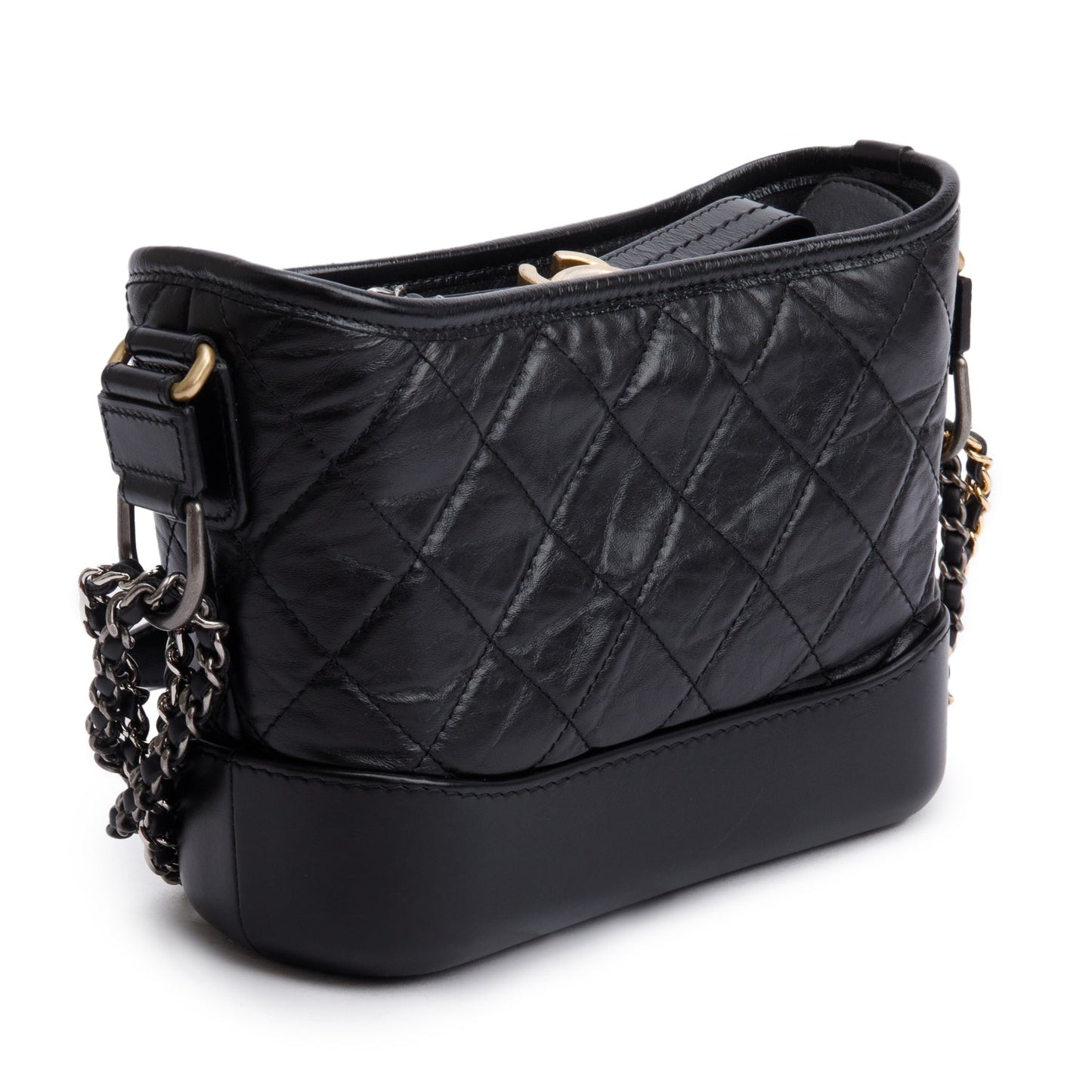 Chanel 2020 Black Aged Calfskin Leather Small Gabrielle Hobo