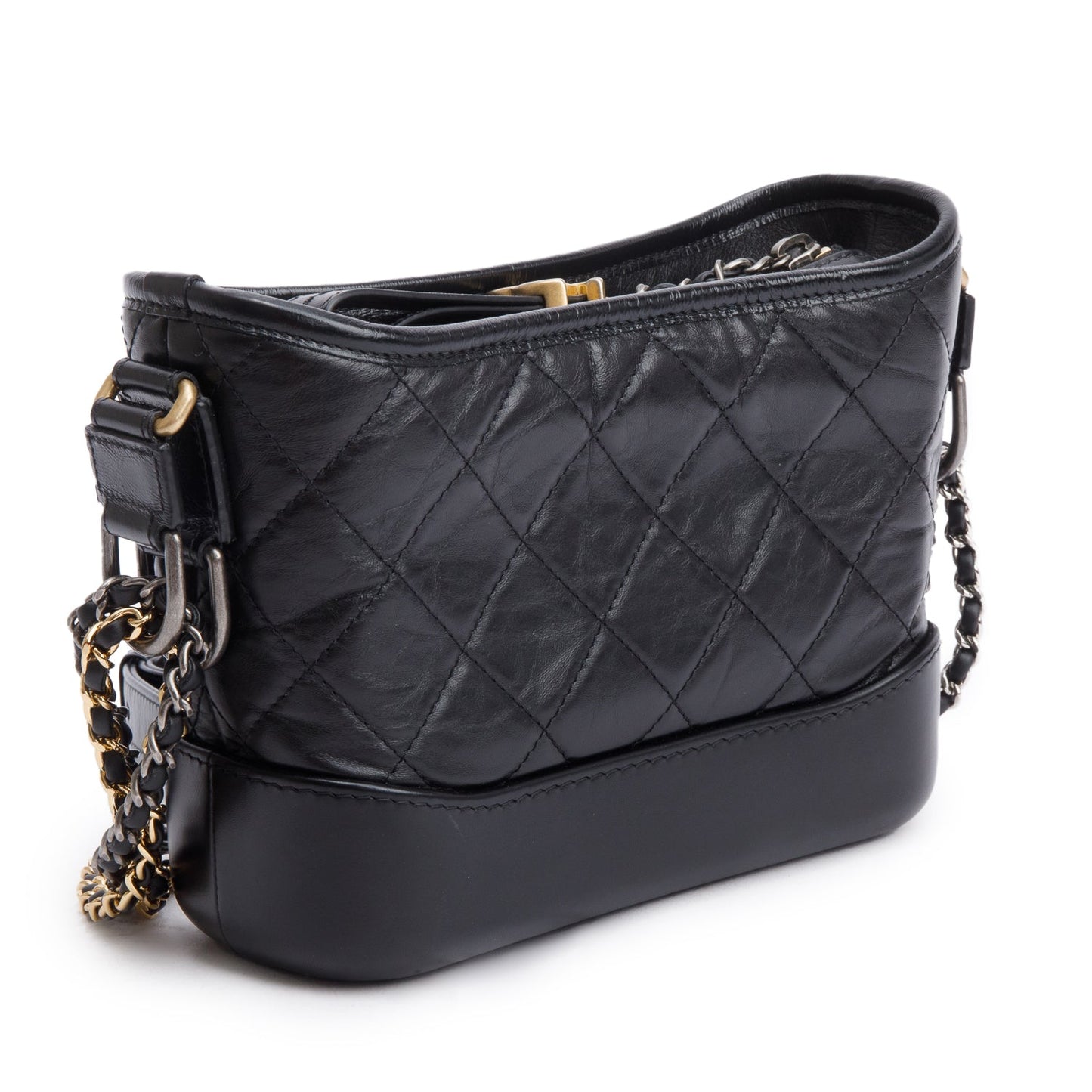 Chanel 2020 Black Aged Calfskin Leather Small Gabrielle Hobo